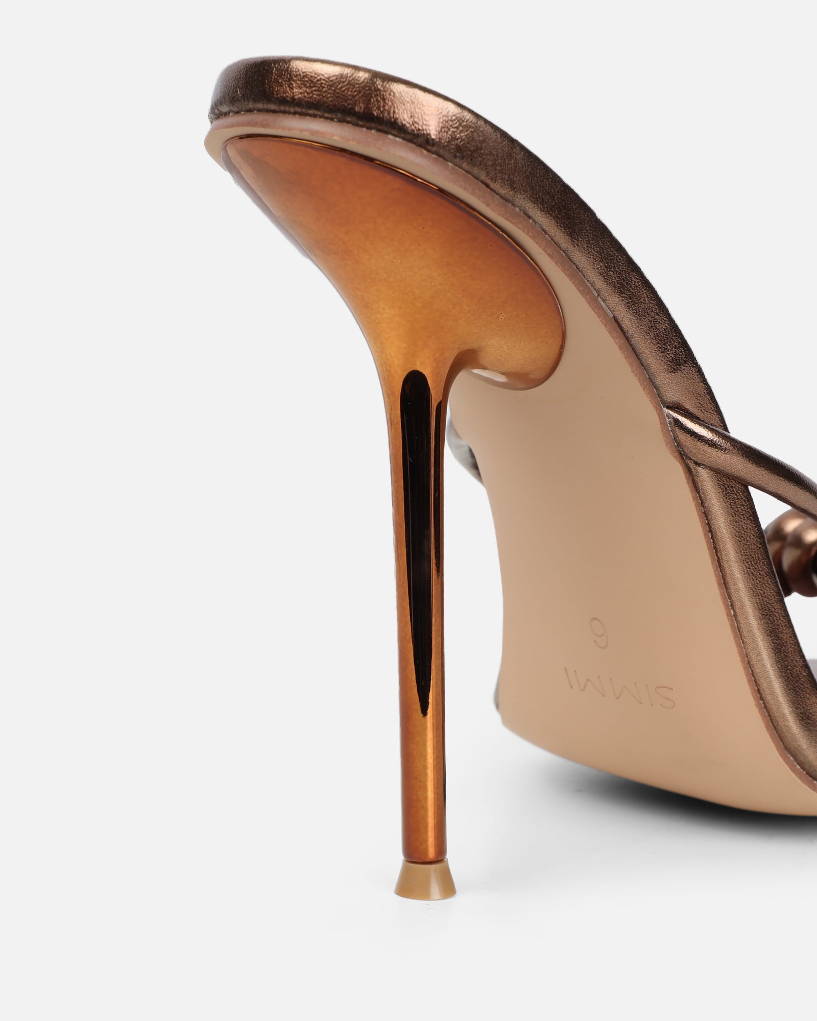 Louna bronze metallic twist heeled sandals | SIMMI London