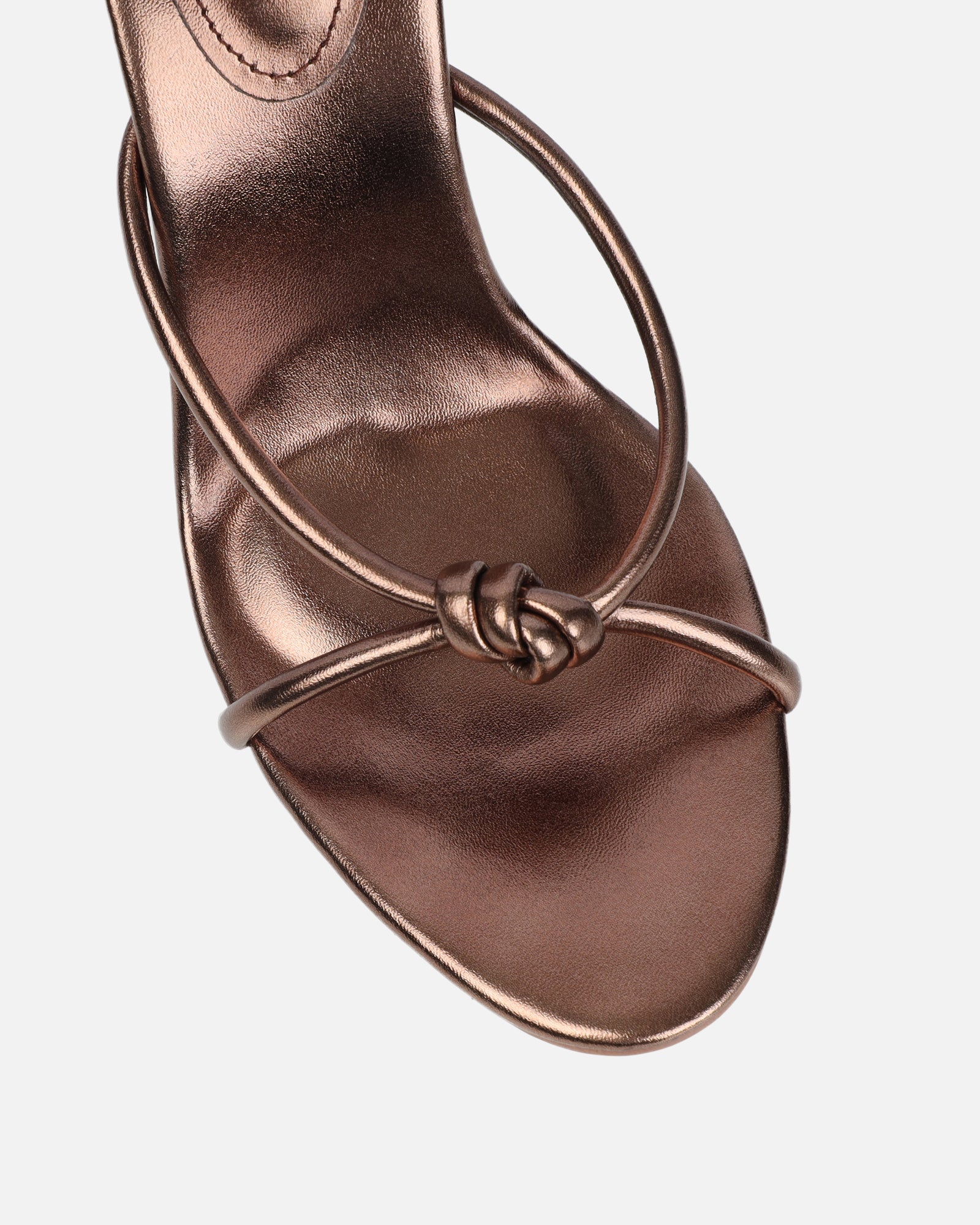 Louna bronze metallic twist heeled sandals | SIMMI London