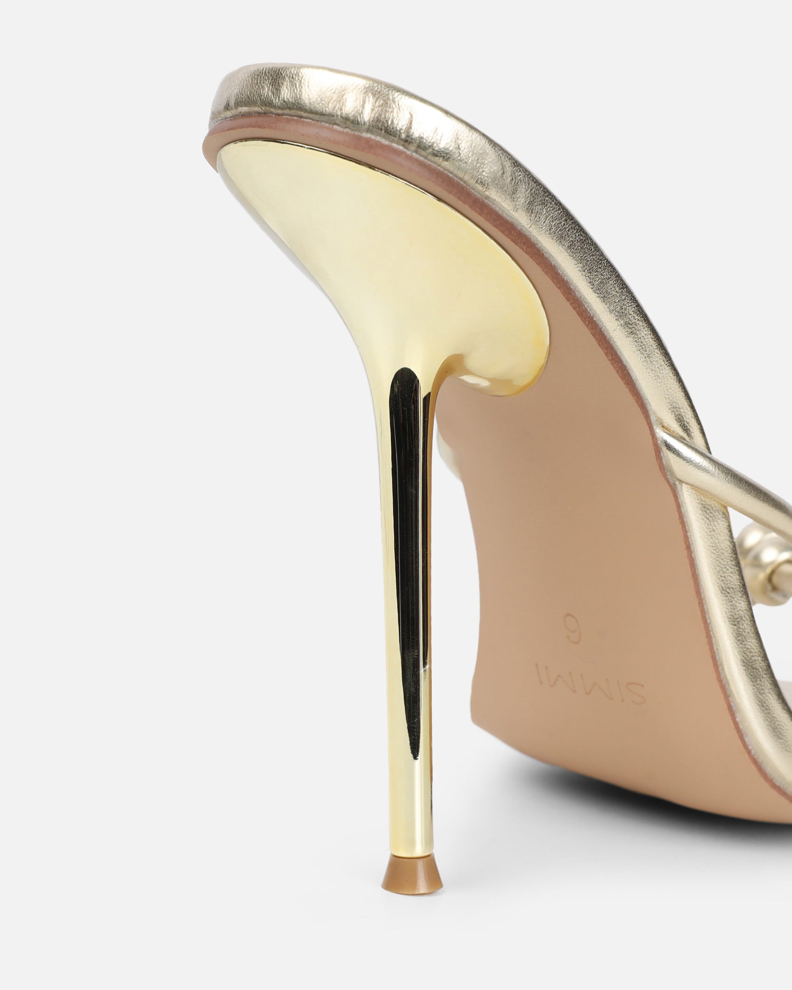 Louna gold metallic twist heeled sandals | SIMMI London