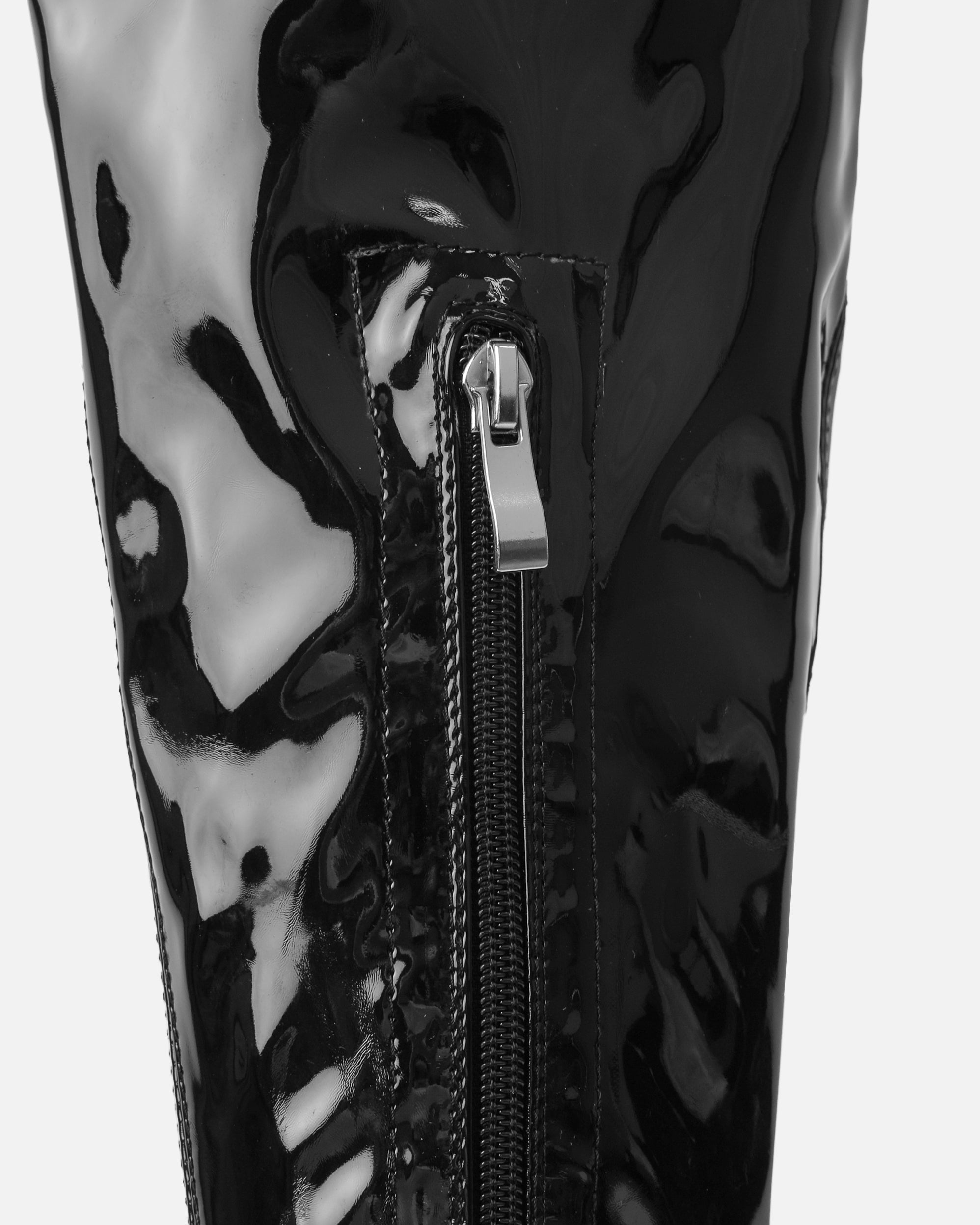 Lancelot Black Patent Mid Heeled Stretch Over The Knee Thigh High Boots | SIMMI London