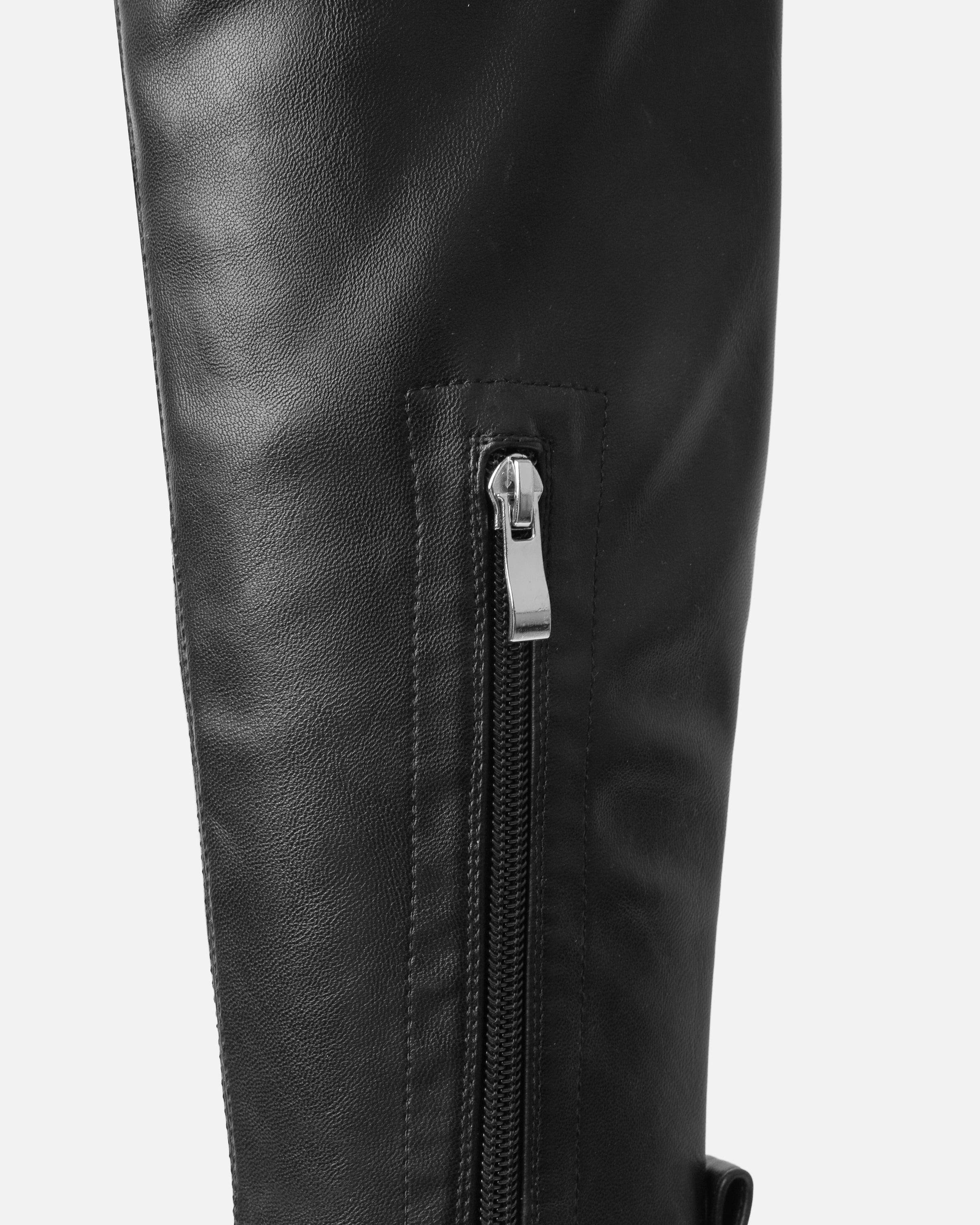 Lancelot Black Mid Heeled Stretch Over The Knee Thigh High Boots | SIMMI London