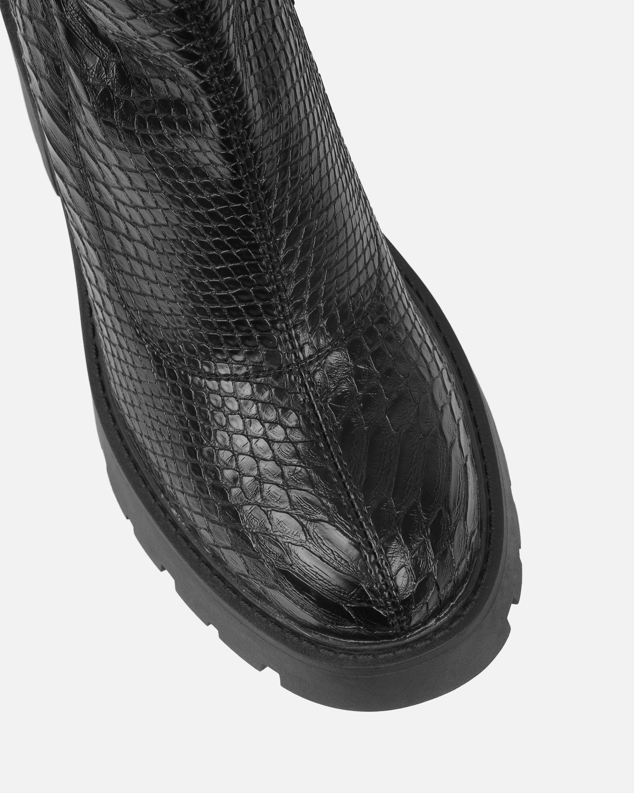 Felipe Black Faux Snake Block Heel Chunky Ankle Boots | SIMMI London