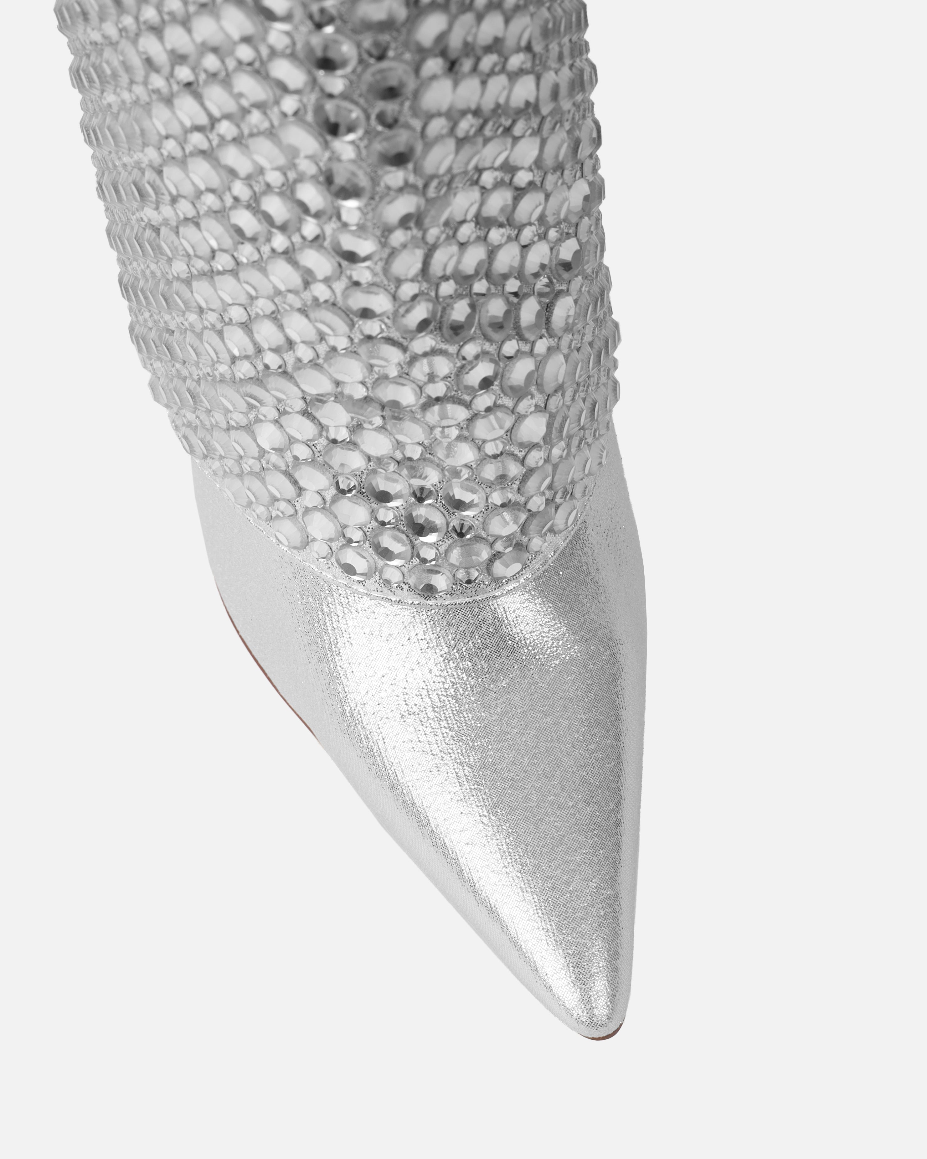 Law Silver Shimmer Diamante Fold Over Boots | SIMMI London