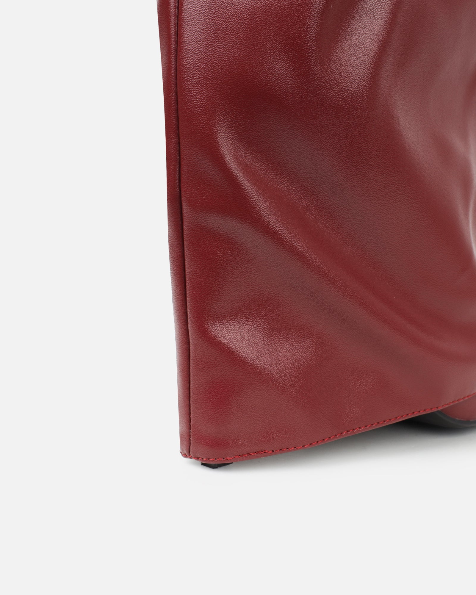 Lukas Burgundy Ruched Fold Over Knee High Boots | SIMMI London