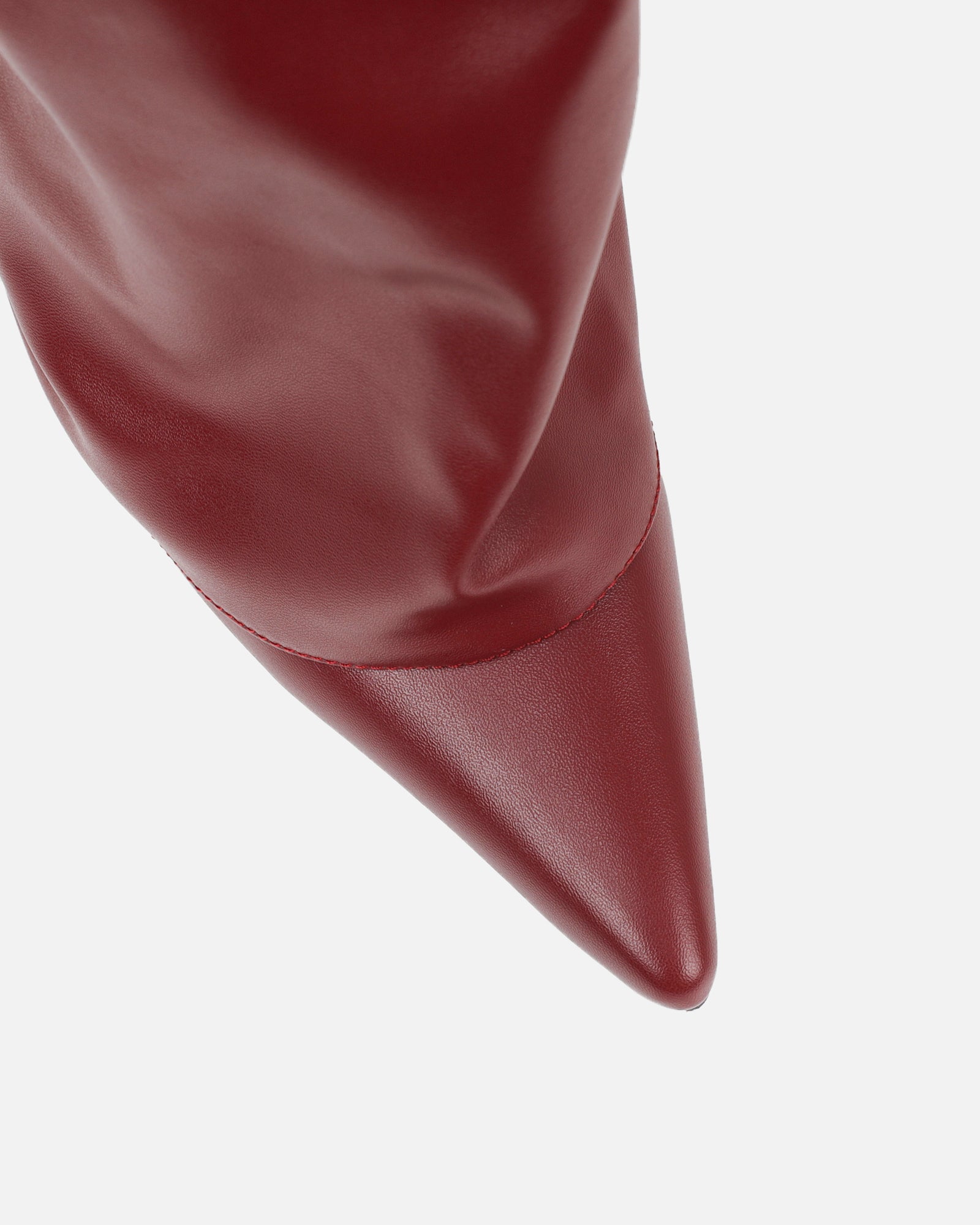 Lukas Burgundy Ruched Fold Over Knee High Boots | SIMMI London