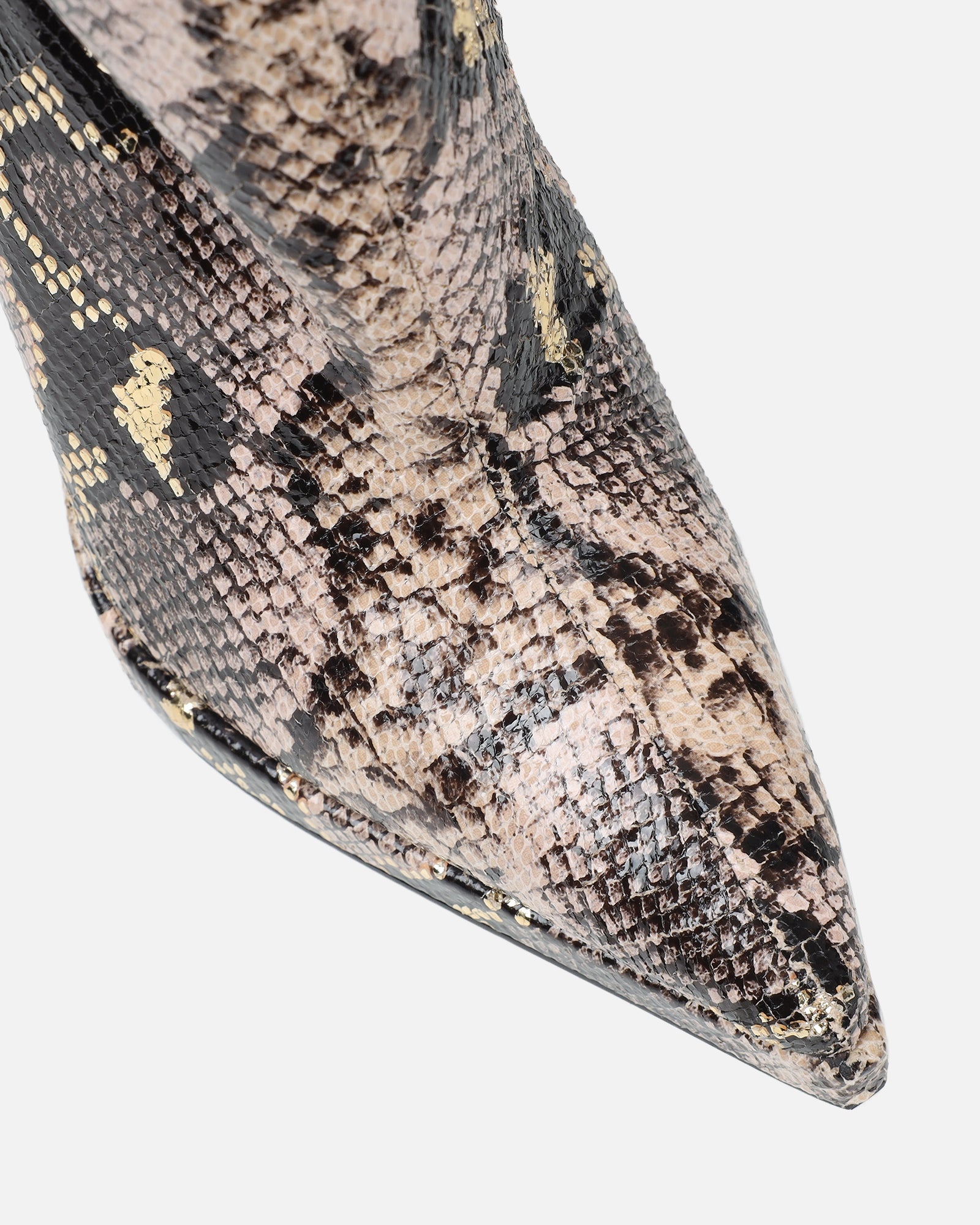 Bentoni Beige Snake Effect Knee Boots | SIMMI London