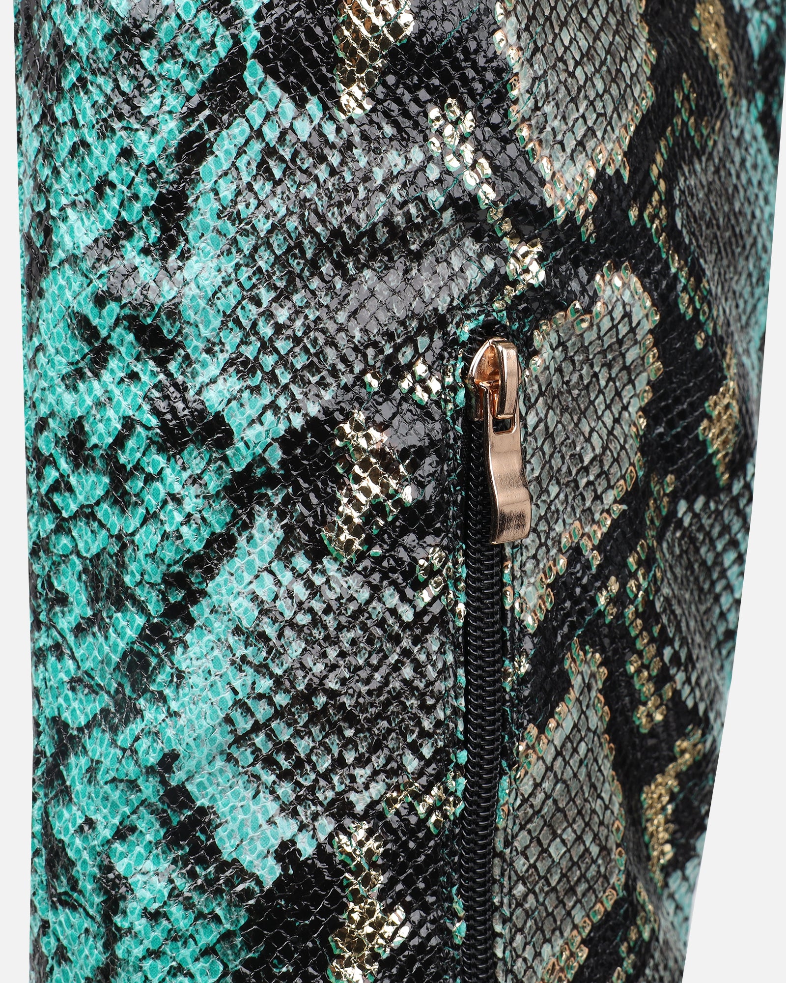 Bentoni Green Snake Effect Knee Boots | SIMMI London