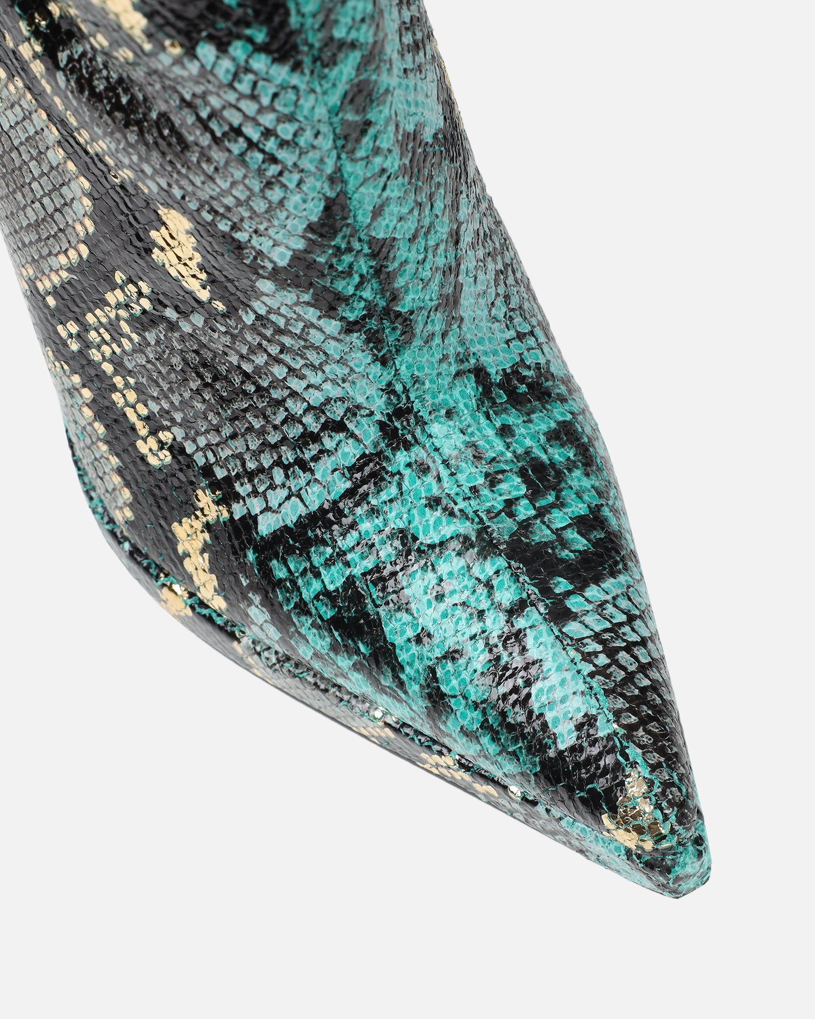 Bentoni Green Snake Effect Knee Boots | SIMMI London