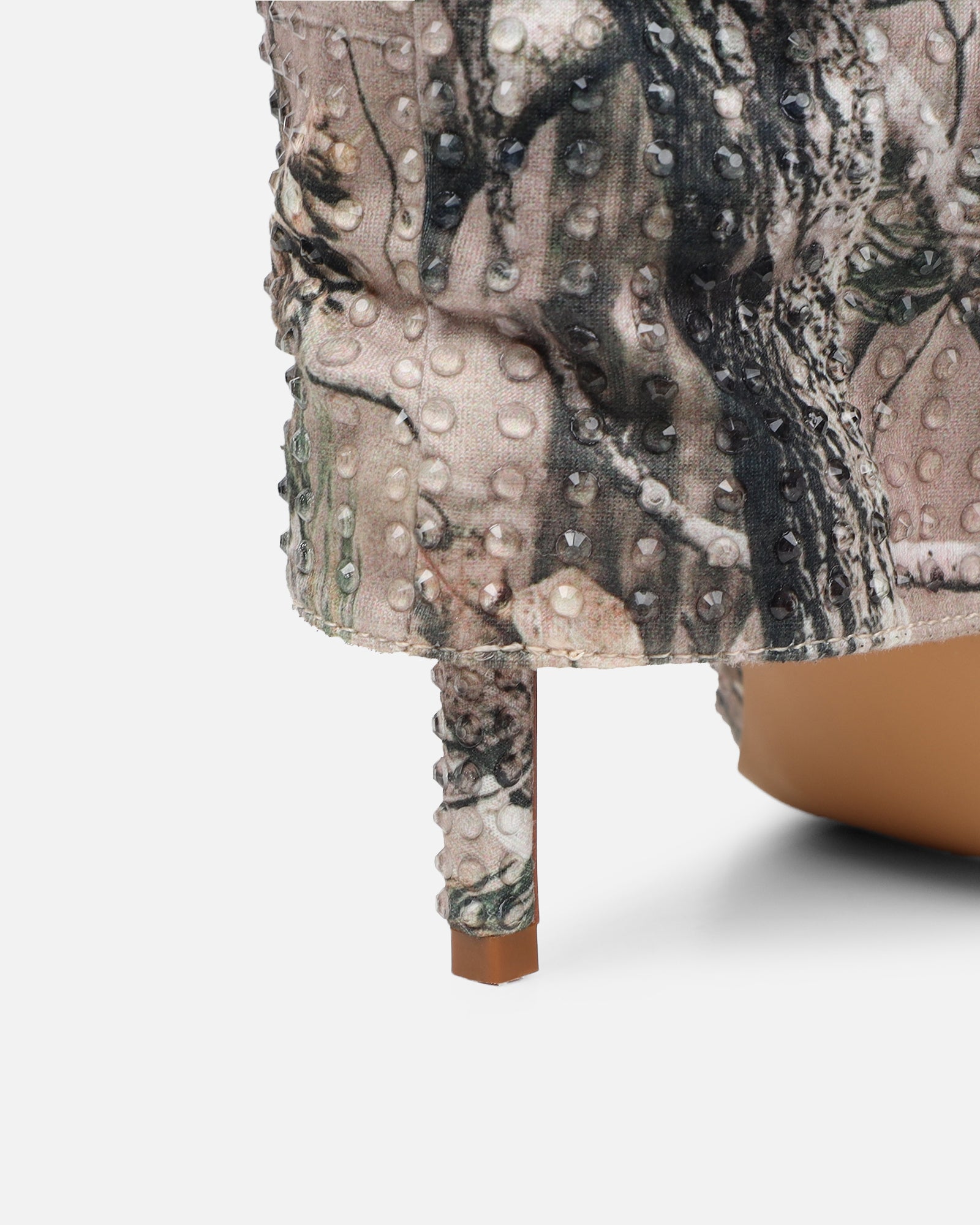 Ledger Natural Print Dew Drop Fold Over Heeled Boots | SIMMI London