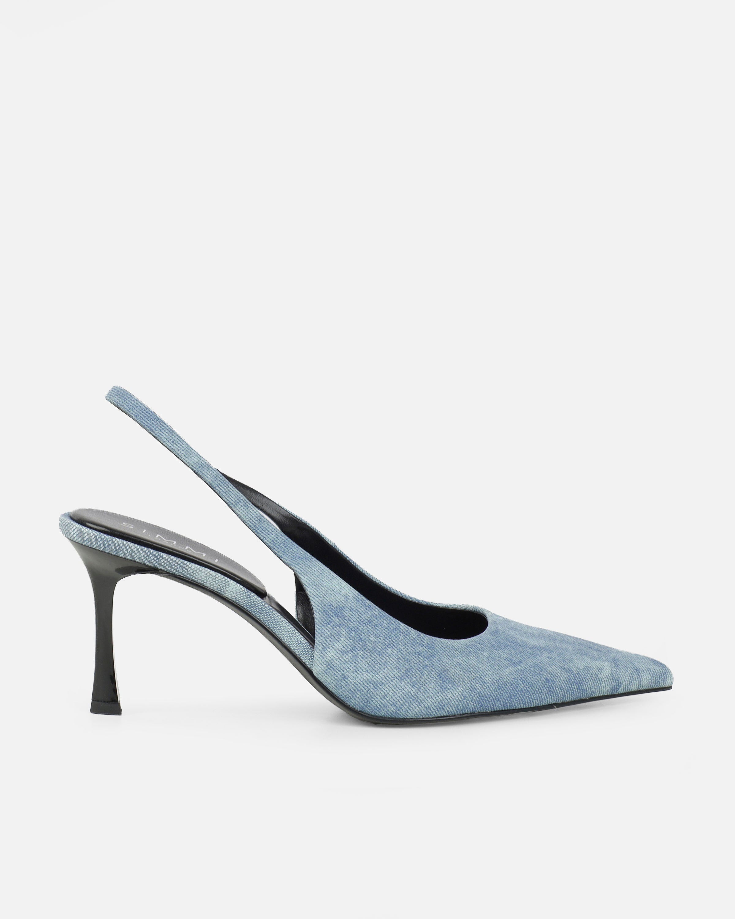 Liorra Blue Denim Sling Back Court Shoes | SIMMI London