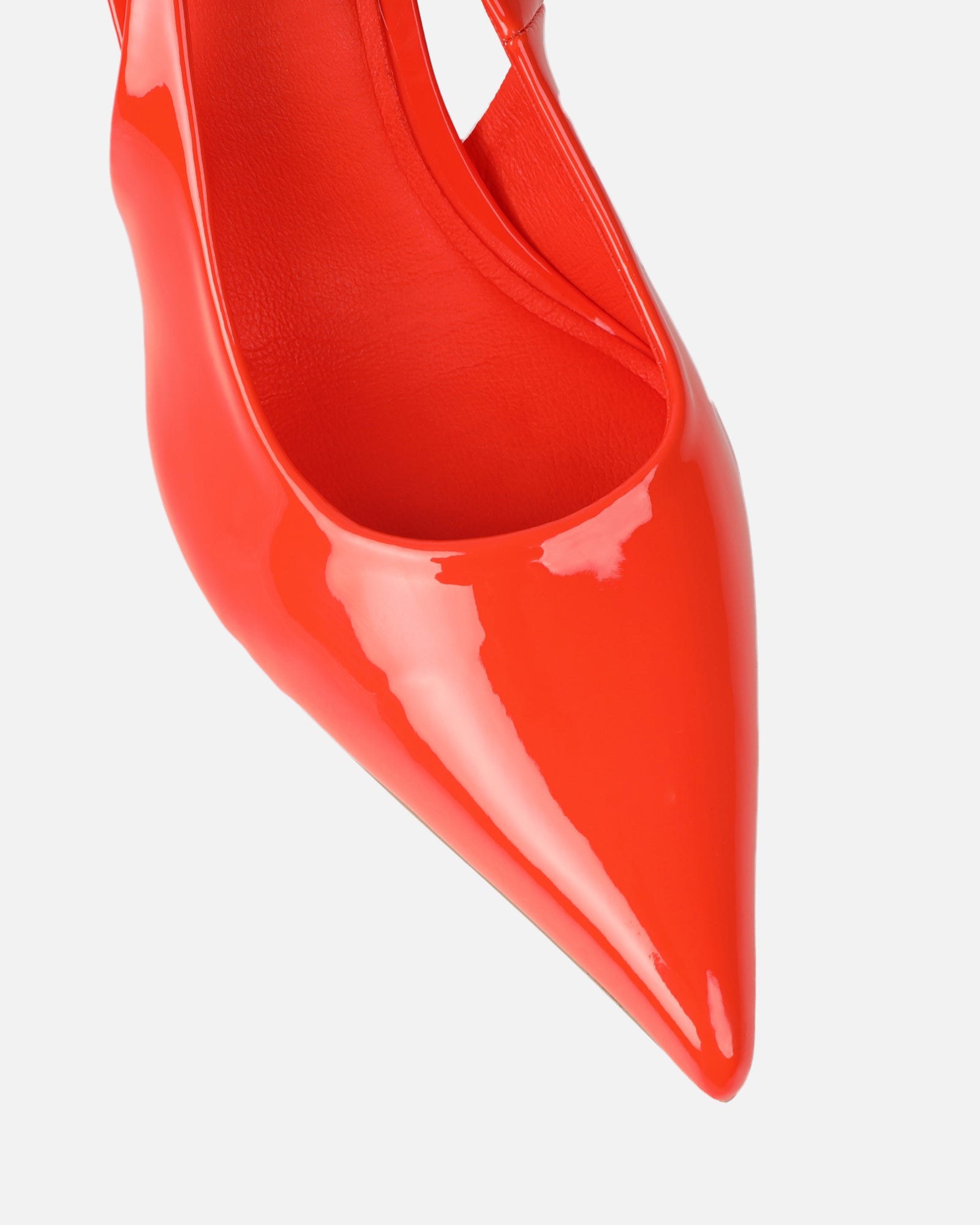 Liorra Orange Patent Sling Back Mid Heeled Shoes | SIMMI London