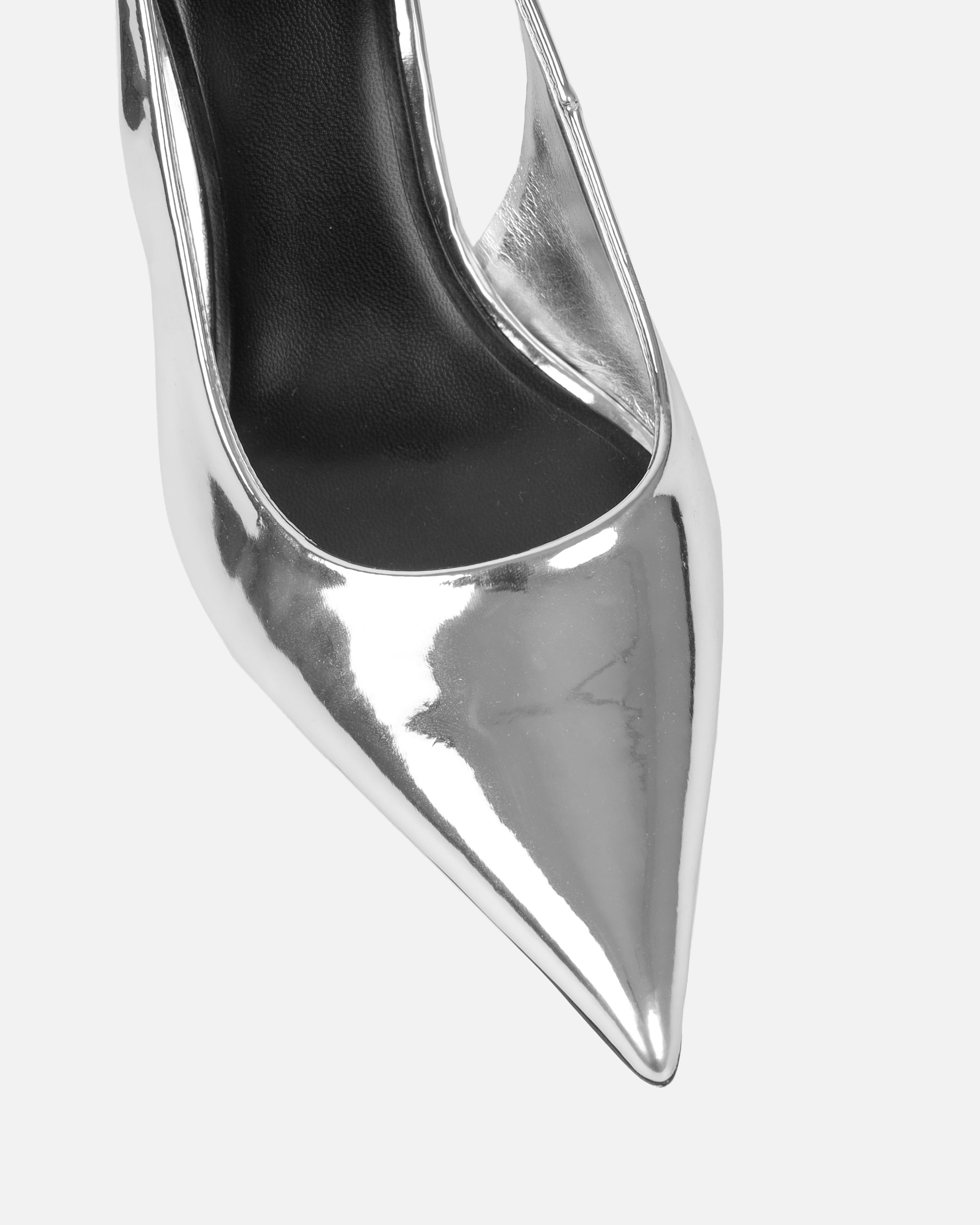 Liorra Silver Mirror Sling Back Court Shoes | SIMMI London