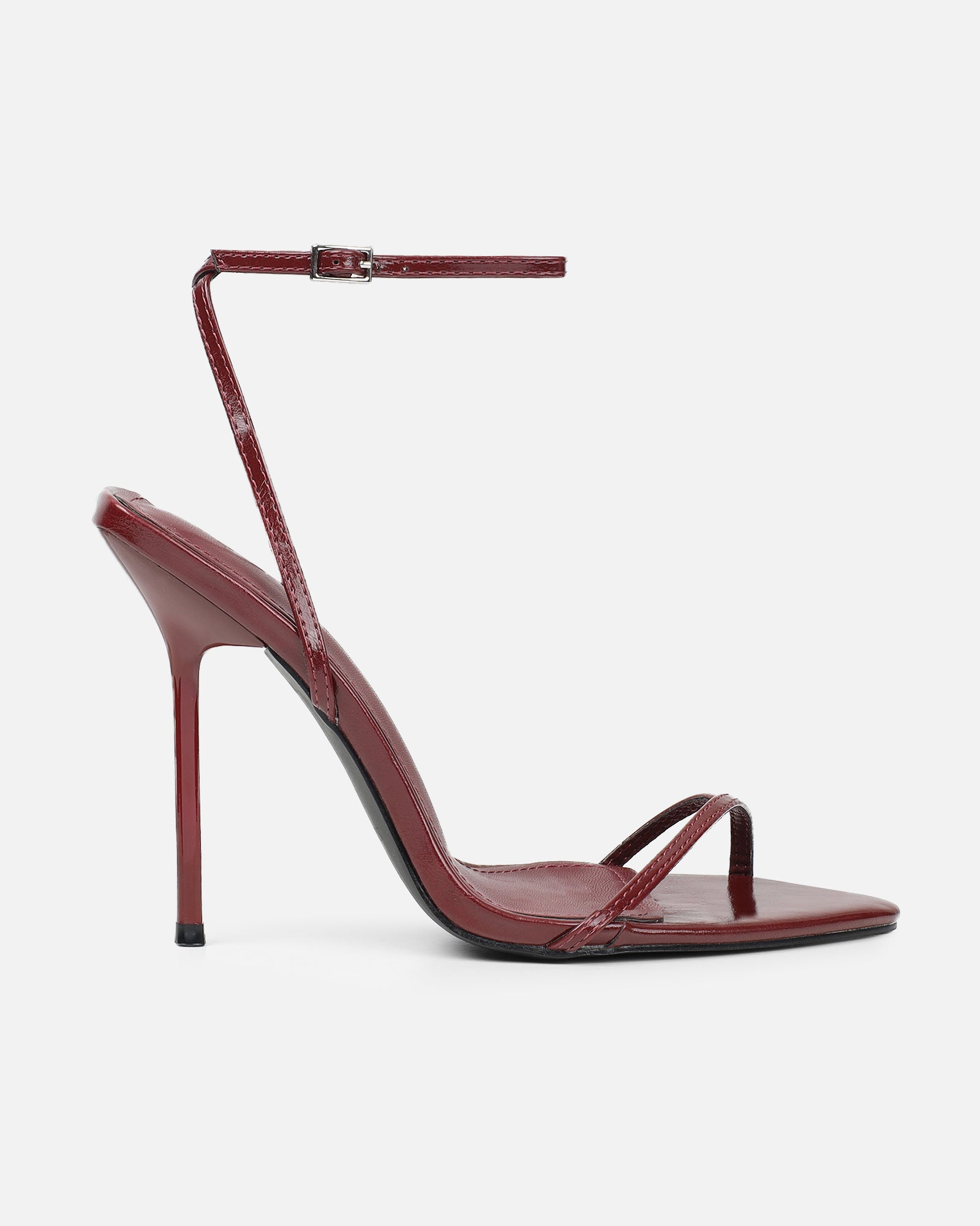 Layne burgundy strappy heeled sandals | SIMMI London