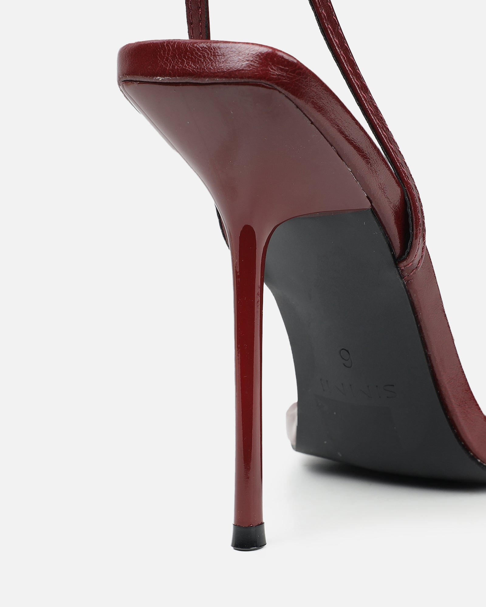 Layne burgundy strappy heeled sandals | SIMMI London