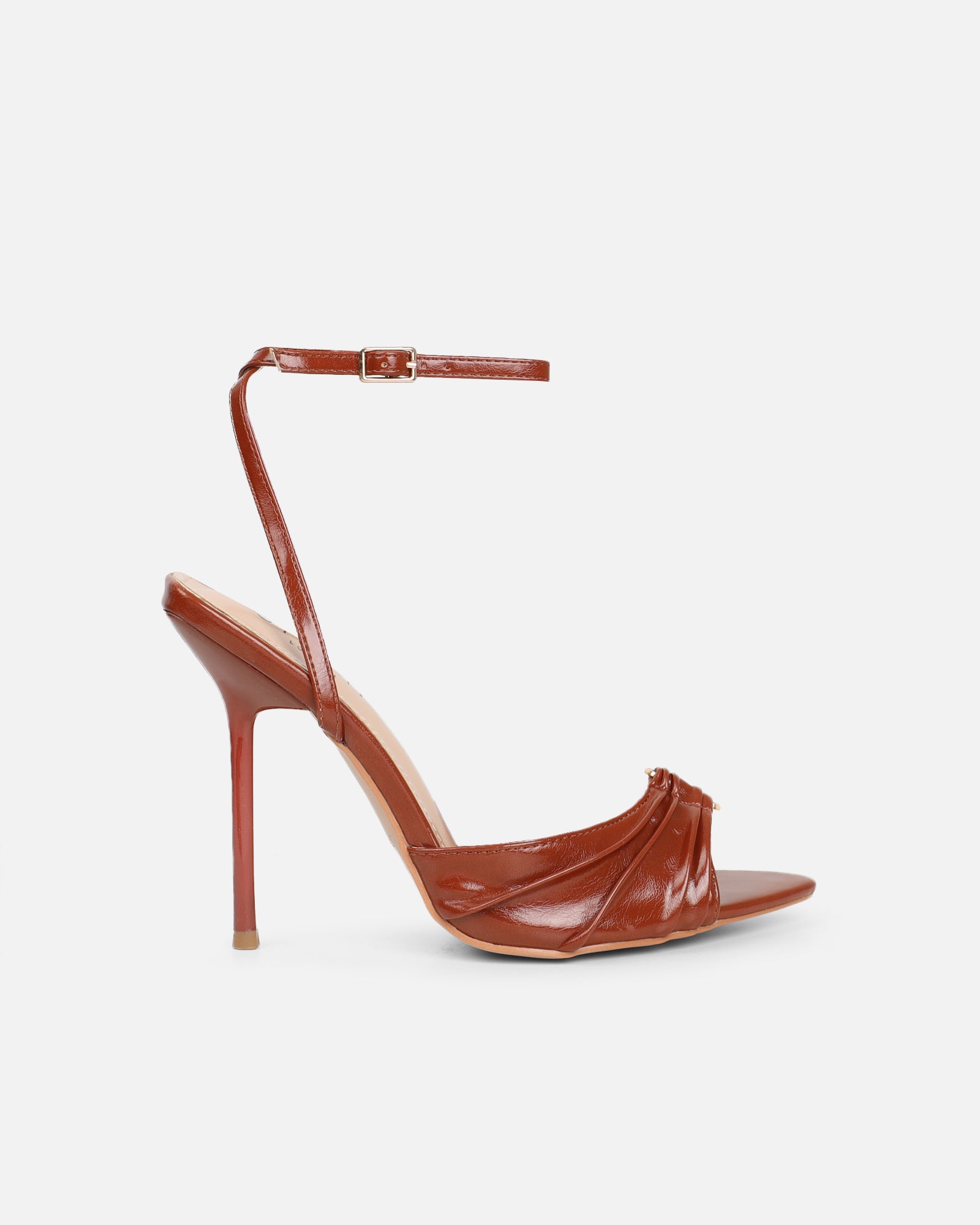 Leany Tan Shine Gold Detail Heeled Sandals | SIMMI London