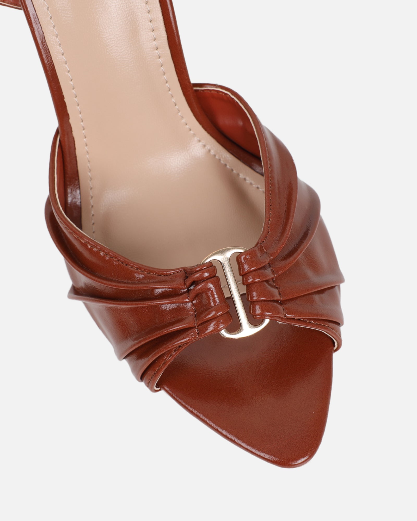 Leany Tan Shine Gold Detail Heeled Sandals | SIMMI London