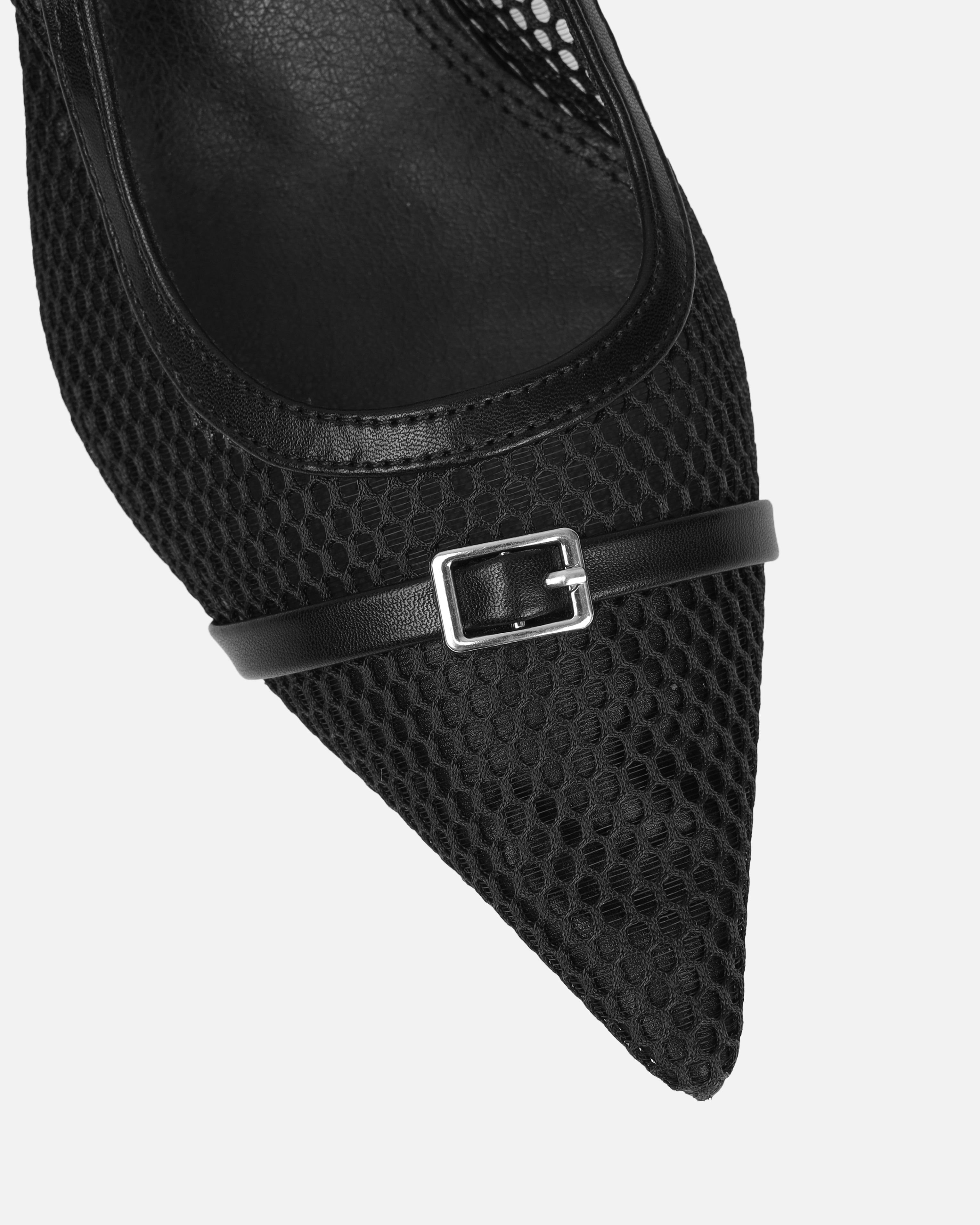 Lays Black Mesh Sling Back Court Shoes | SIMMI London