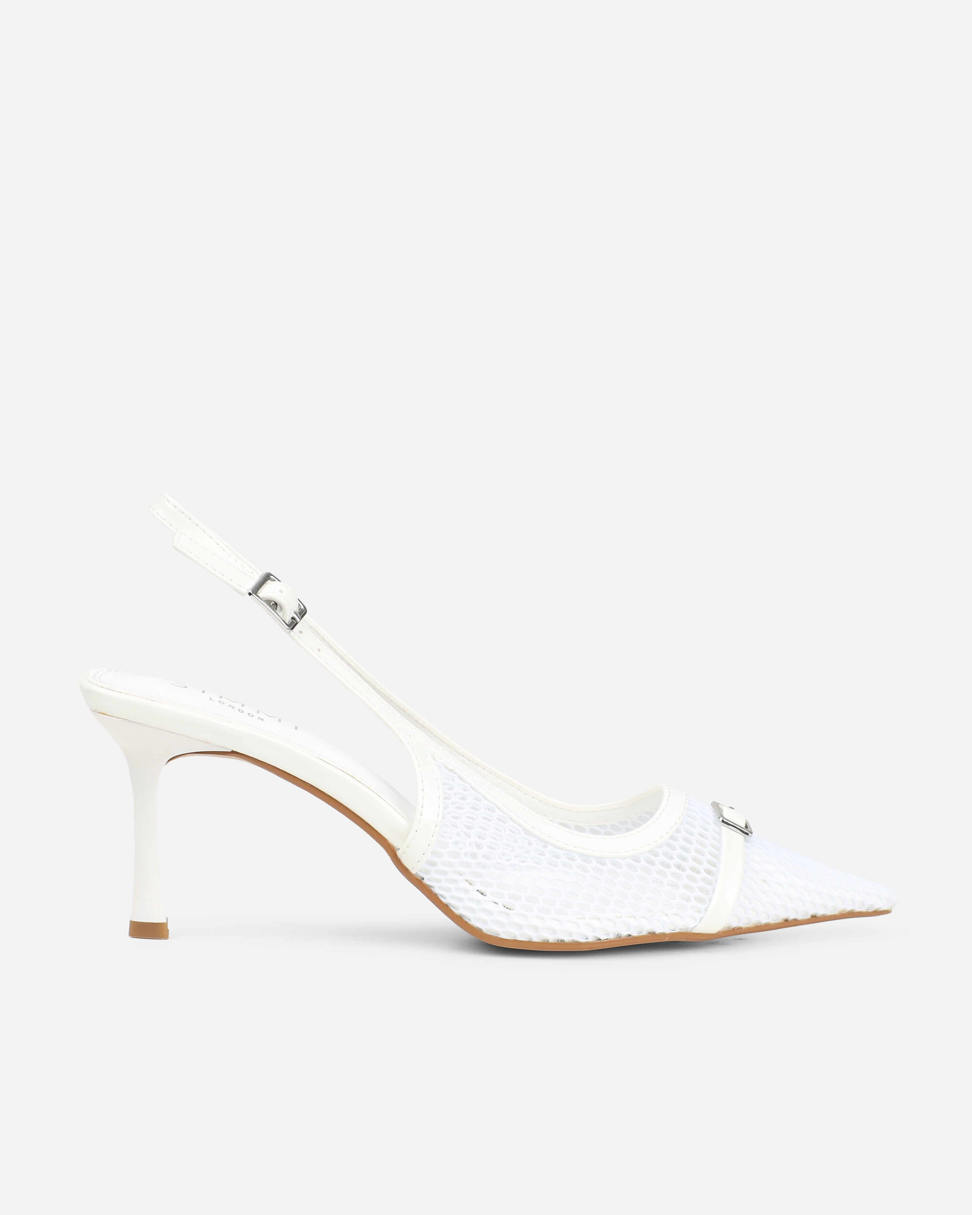 Lays White Mesh Sling Back Court Shoes | SIMMI London