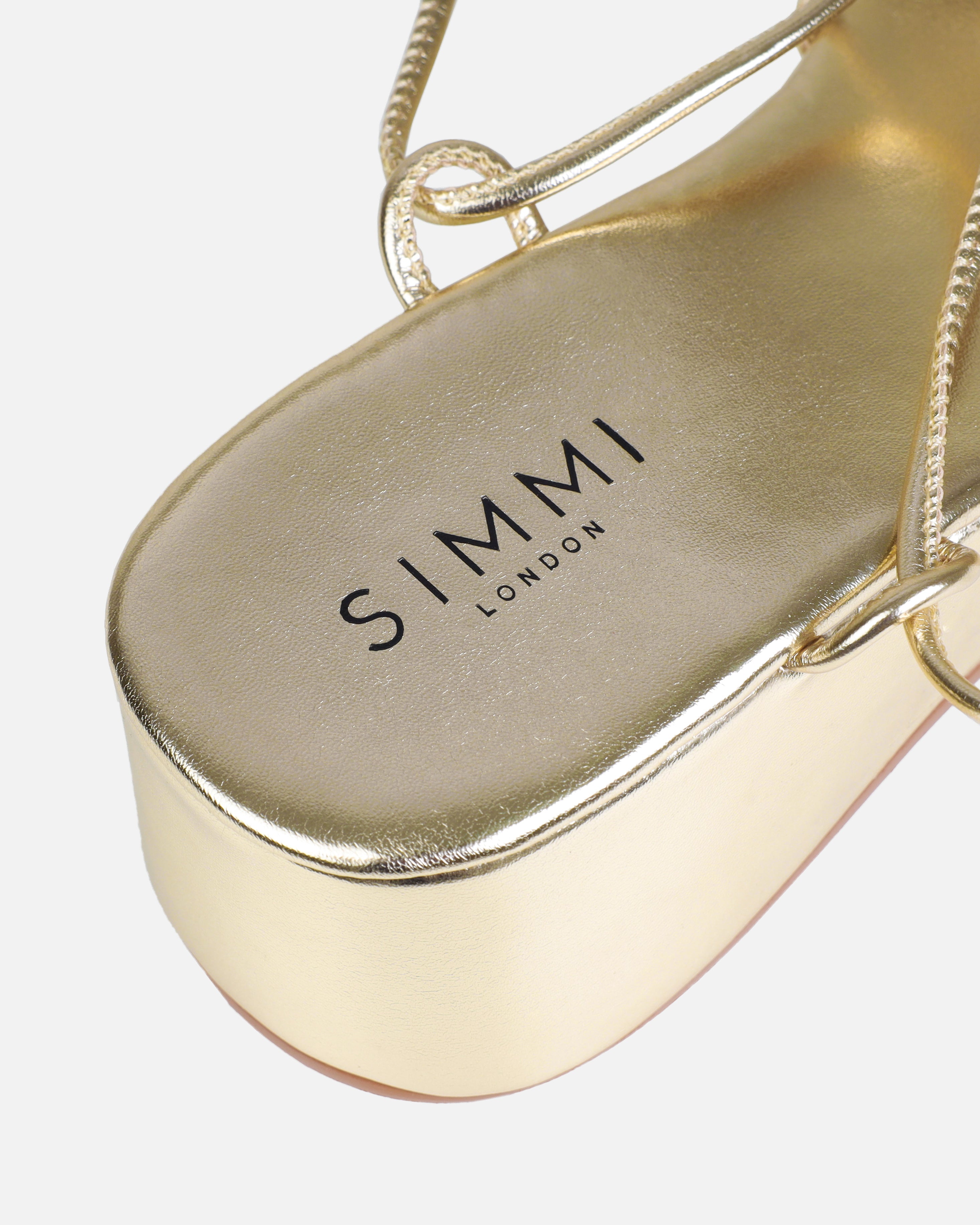 Lesiaa Gold Toe Thong Lace Up Flatform Sandals | SIMMI London
