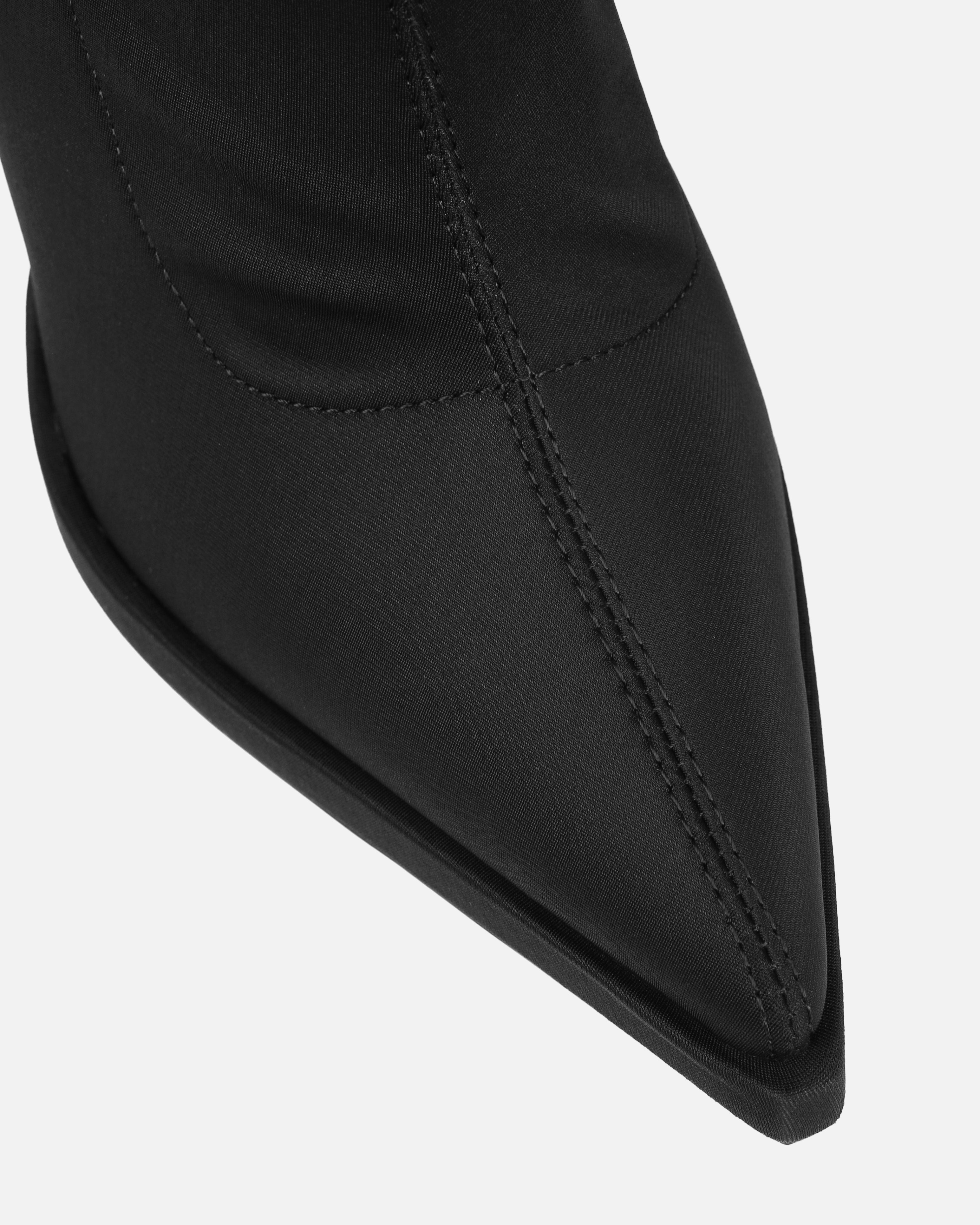 Lewin Black Lycra Pointed Stiletto Ankle Boots | SIMMI London