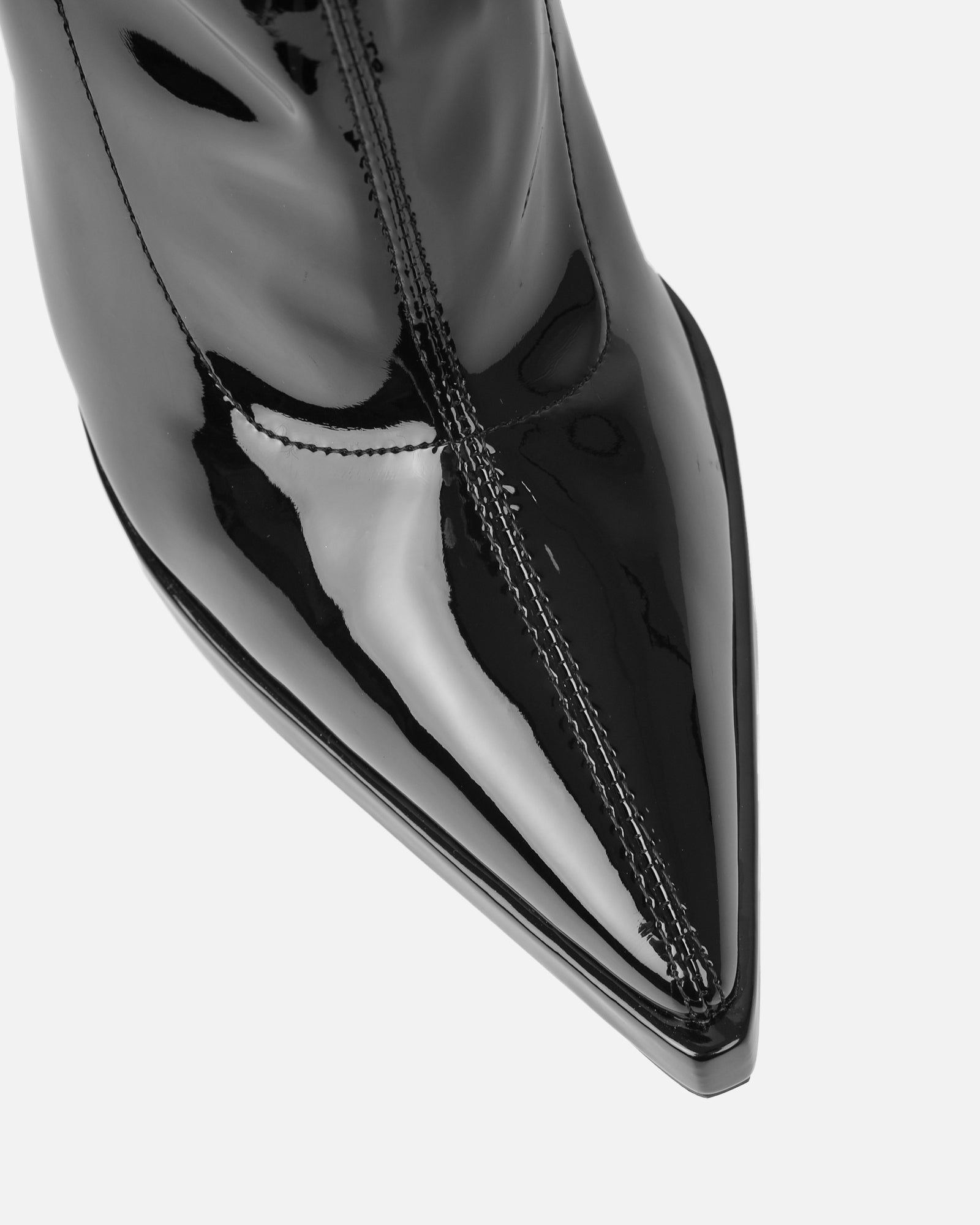 Lewin black patent pointed stiletto ankle boots | SIMMI London