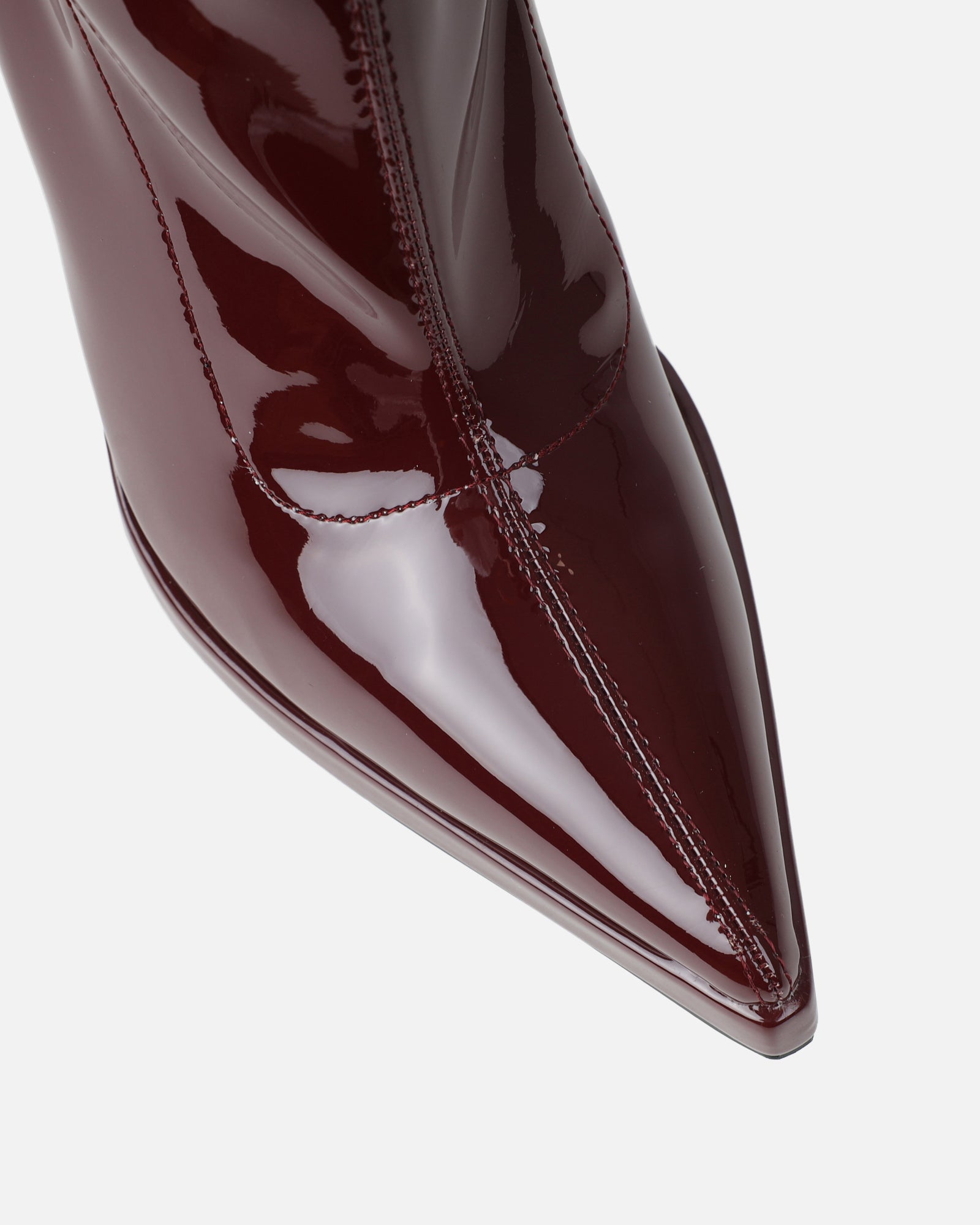 Lewin Dark Red Patent Pointed Stiletto Ankle Boots | SIMMI London