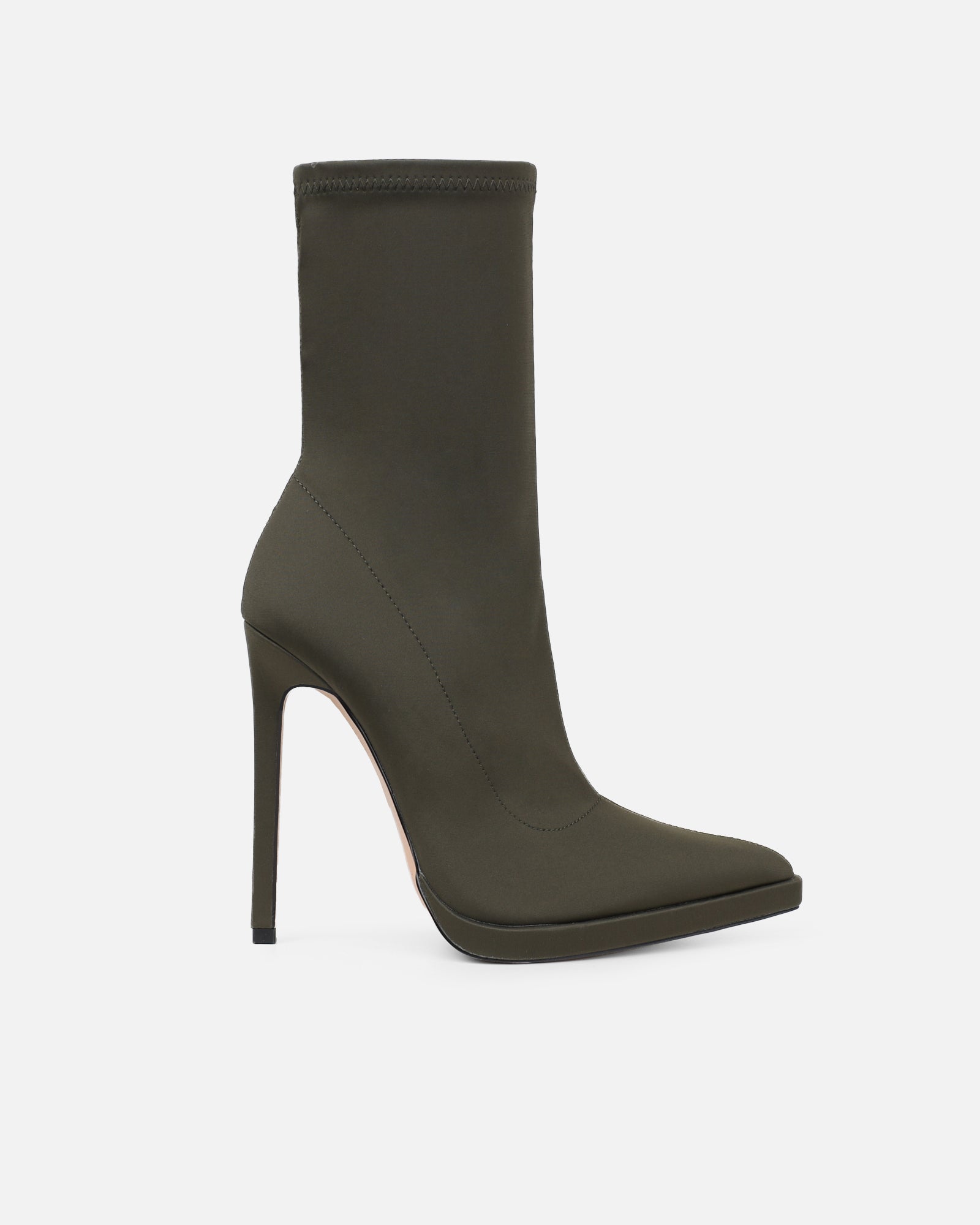 Lewin Khaki Stretch Stiletto Sock Boots | SIMMI London