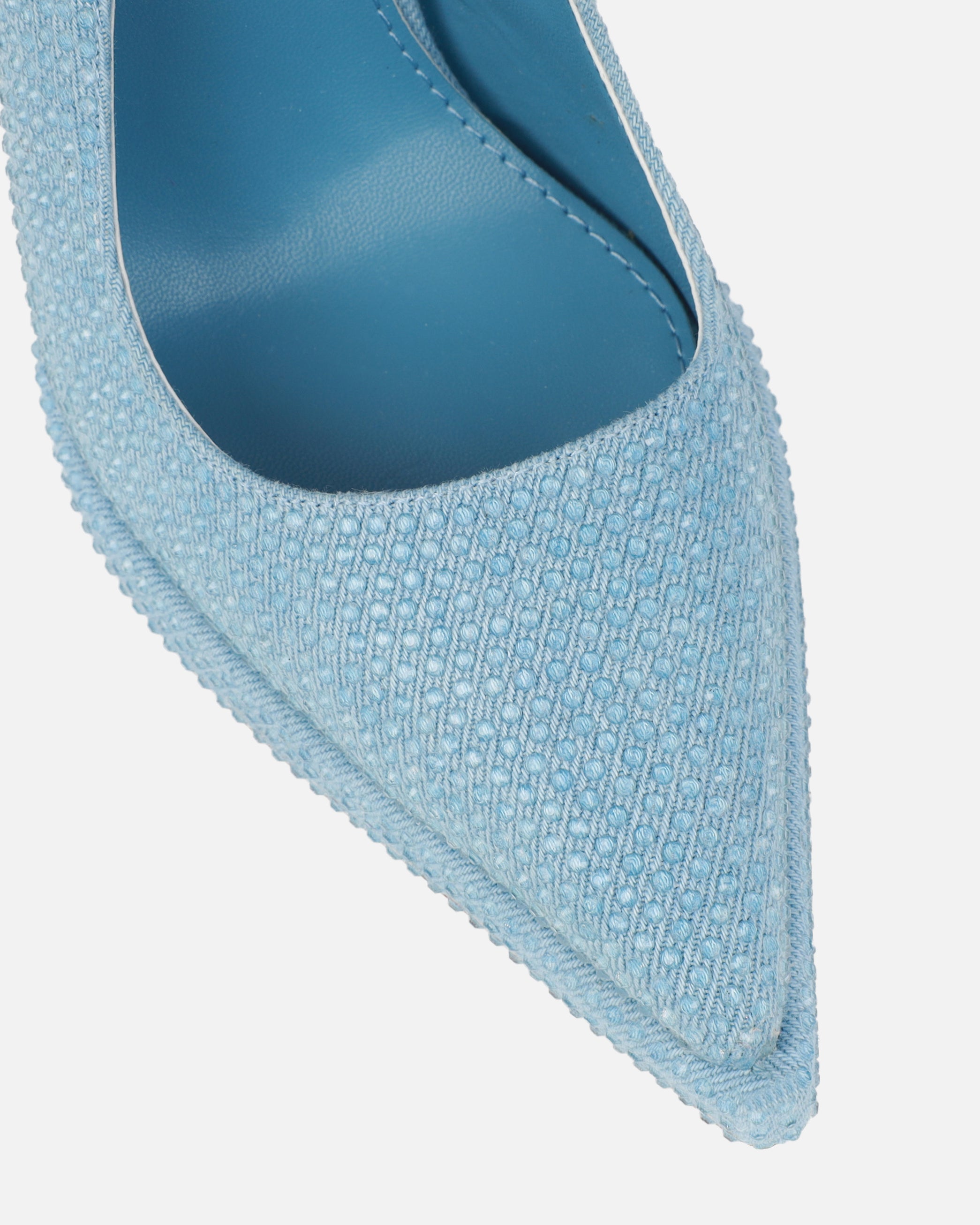 Dixiee Blue Denim Droplet Slingback Court Shoes | SIMMI London