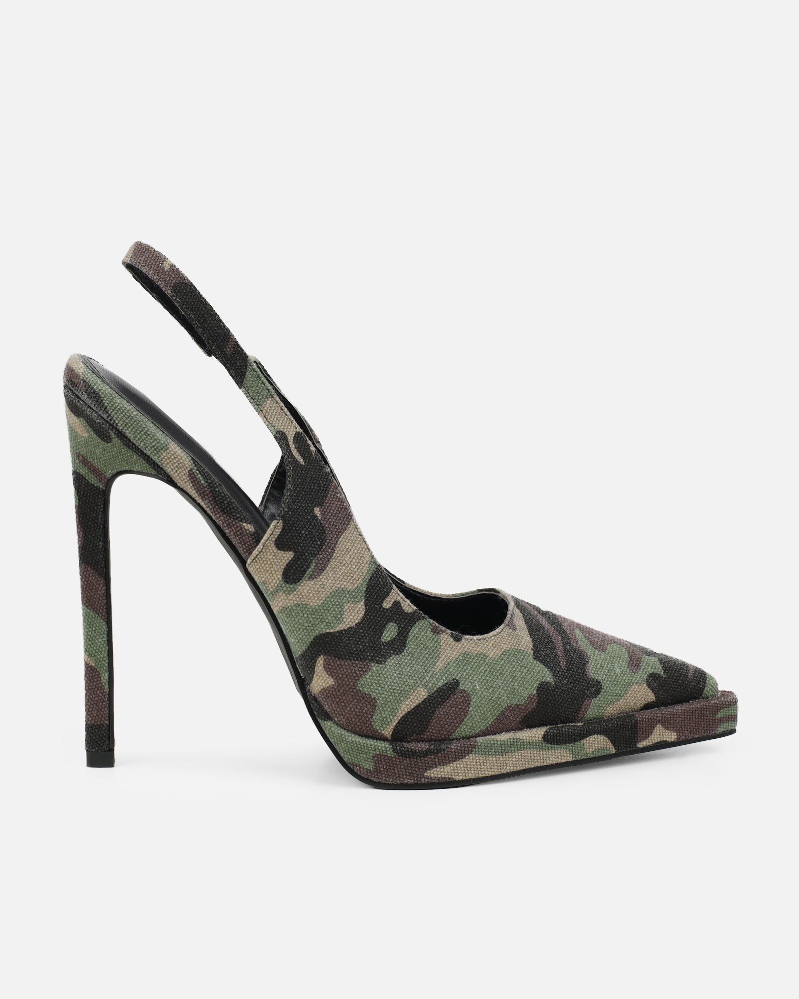 Kandie Green Camo Sling Back Court Shoes | SIMMI London