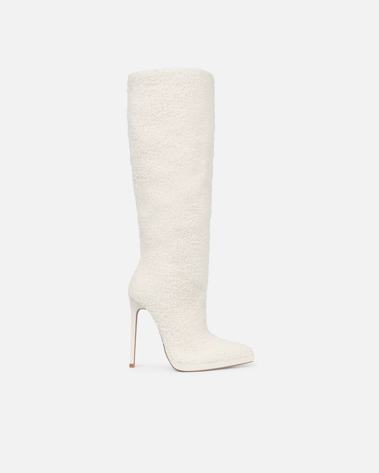 Hamilton Cream Borg Knee Boots | SIMMI London