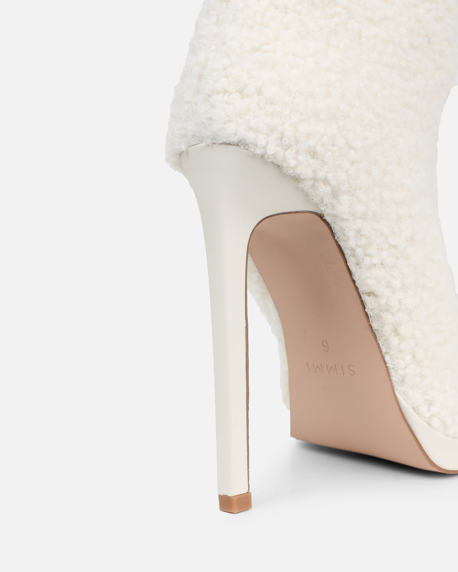 Hamilton Cream Borg Knee Boots | SIMMI London