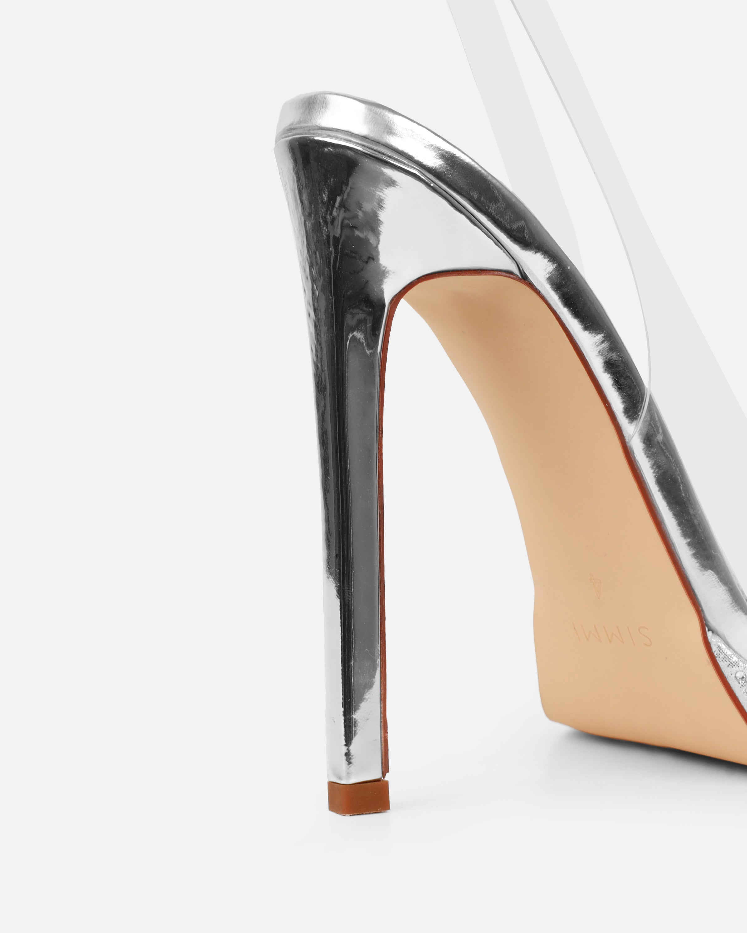 Nemy Silver Mirror Slingback Court Shoes | SIMMI London