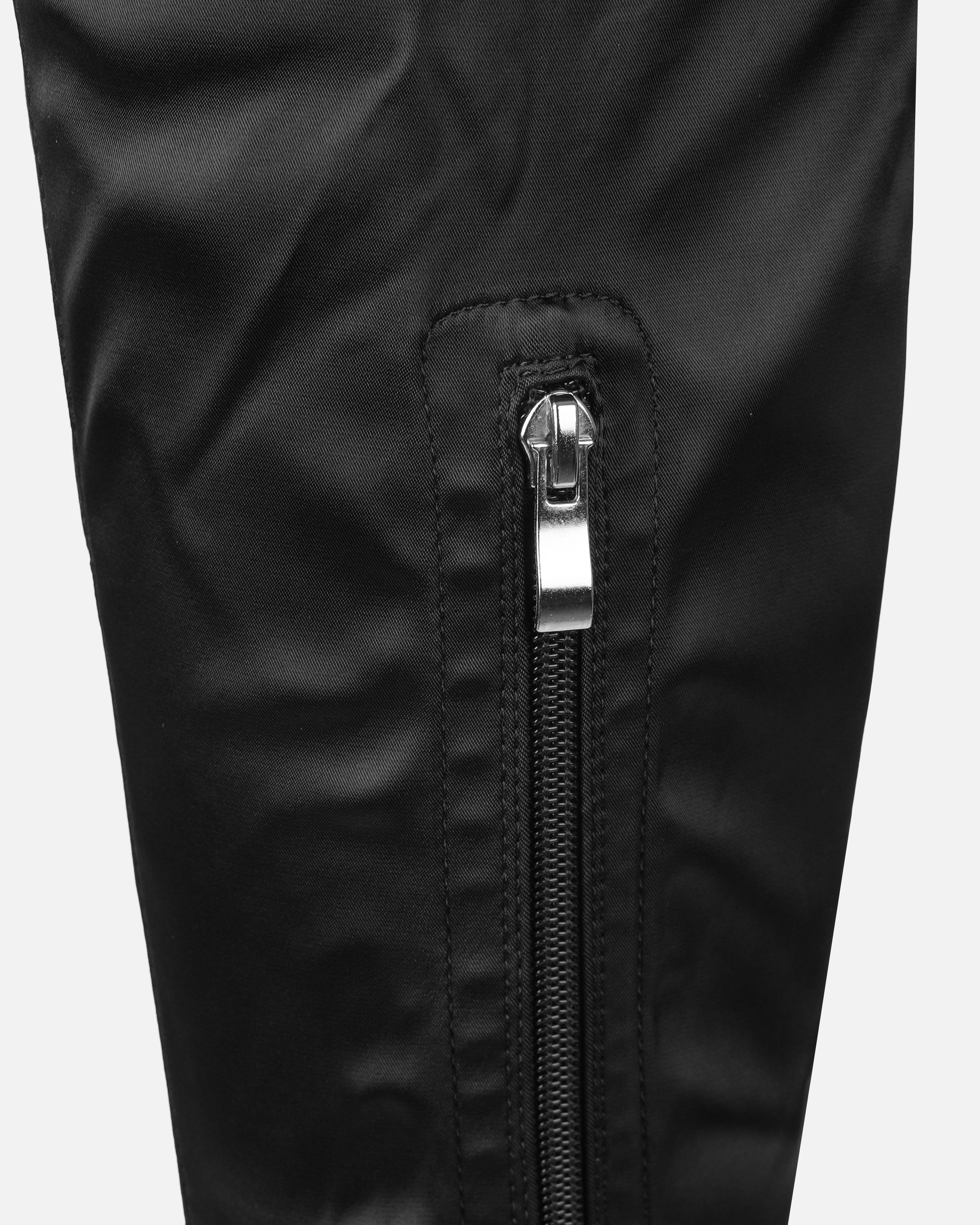 Lewie Black Stretch Satin Thigh High Stiletto Boots | SIMMI London