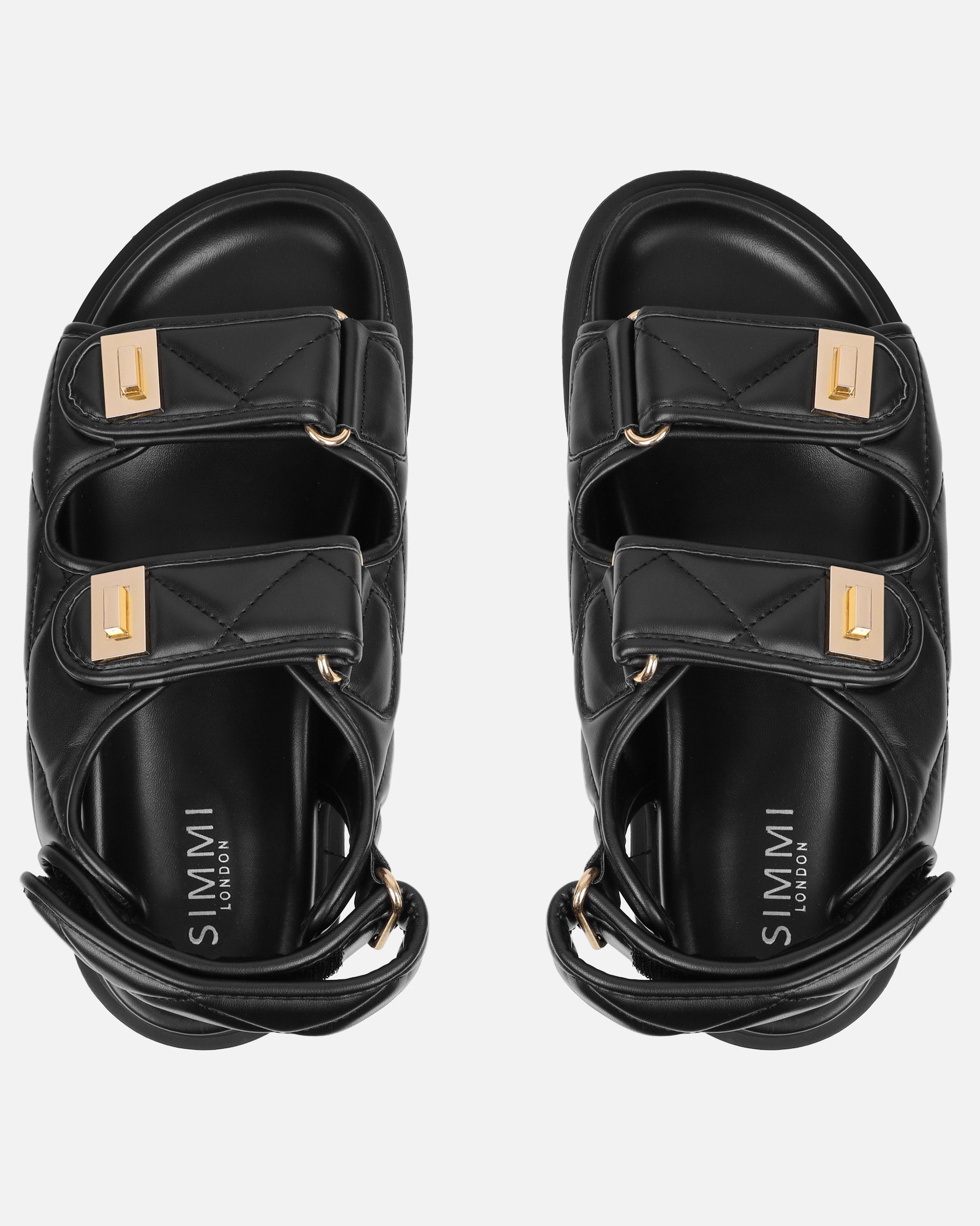 Eboni Black Chunky Flat Sandals | SIMMI London