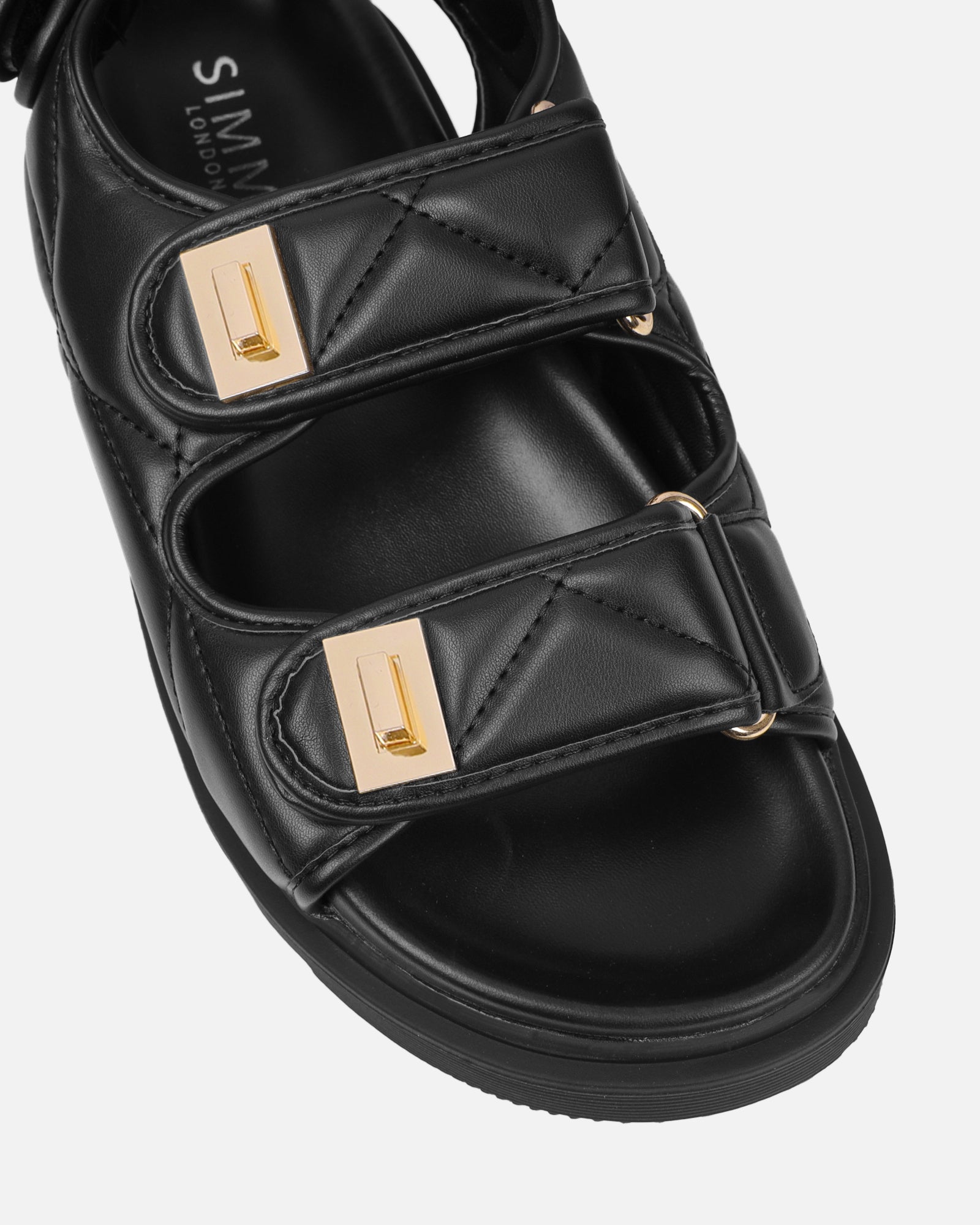 Eboni Black Chunky Flat Sandals | SIMMI London