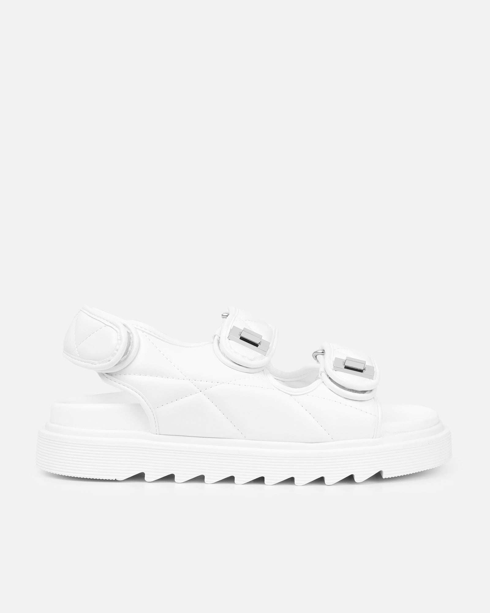 Eboni White Chunky Flat Sandals | SIMMI London