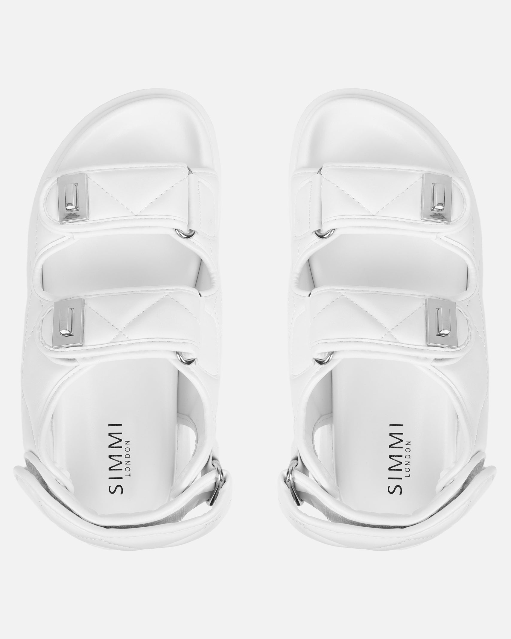 Eboni White Chunky Flat Sandals | SIMMI London