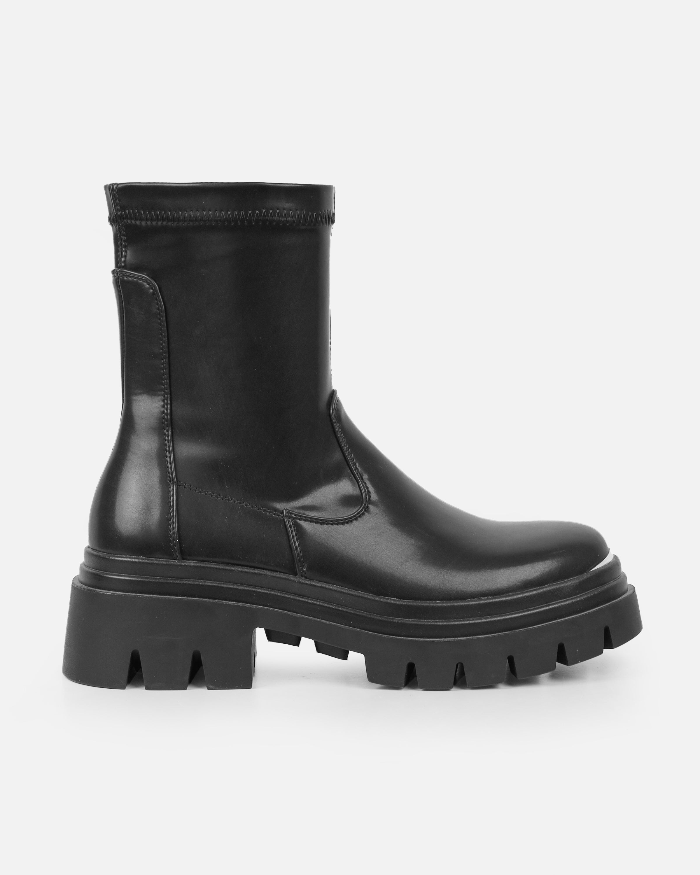 Lionel Black Chunky Boots With Toe Plate | SIMMI London