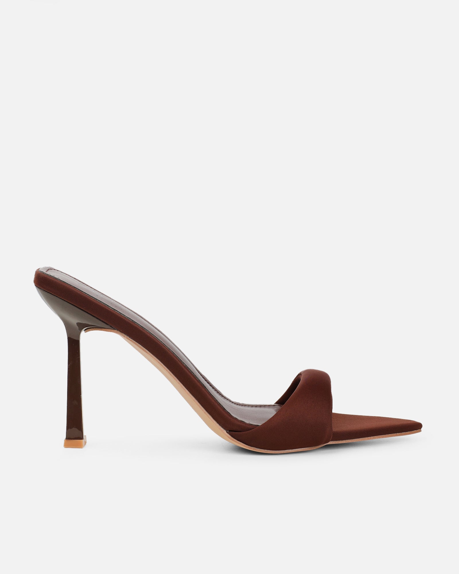 Lolly Brown Lycra Padded Mules | SIMMI London