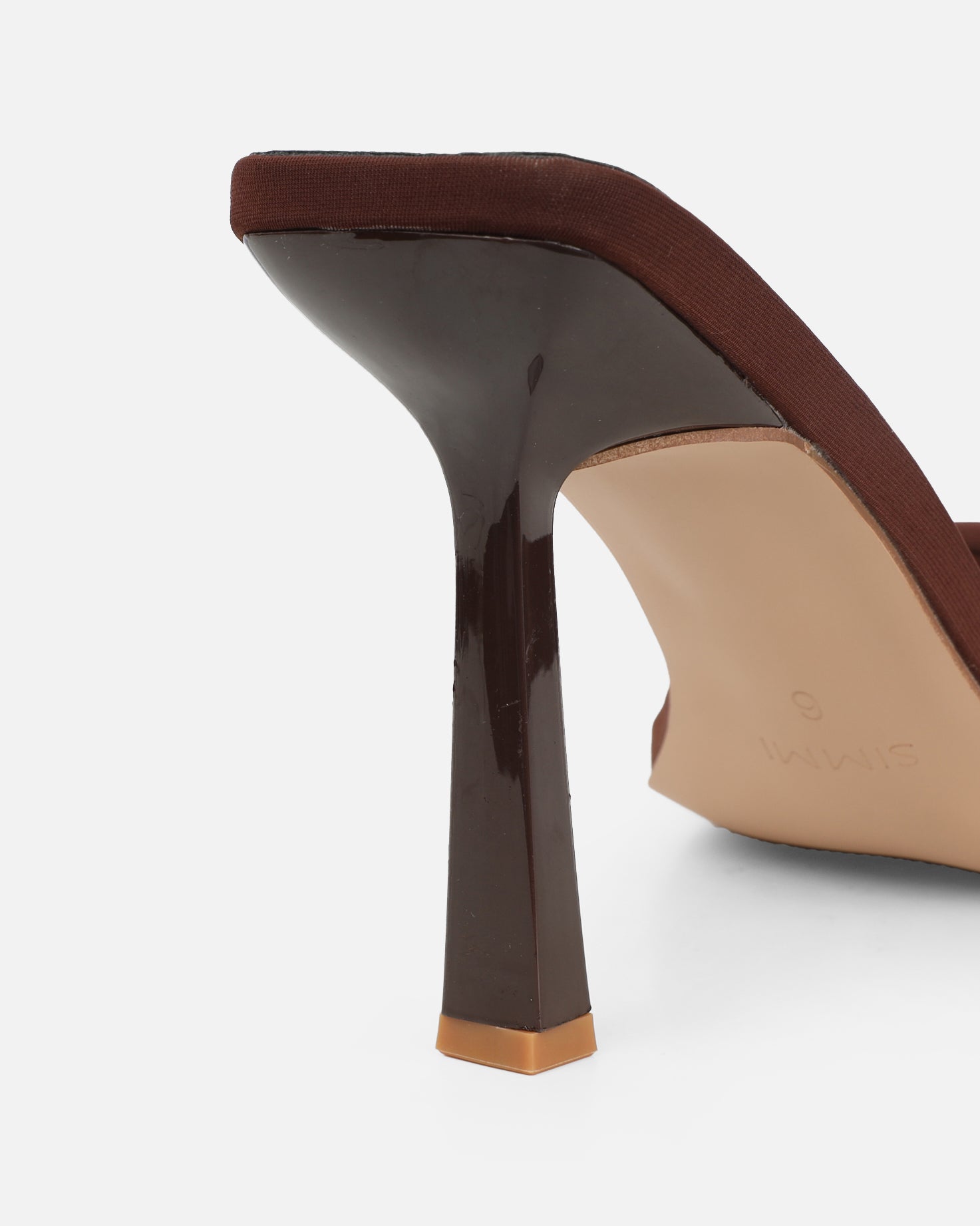Lolly Brown Lycra Padded Mules | SIMMI London