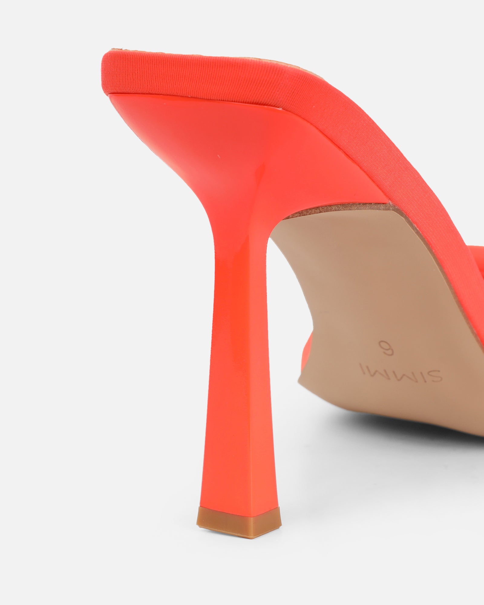 Lolly Orange Lycra Padded Mules | SIMMI London