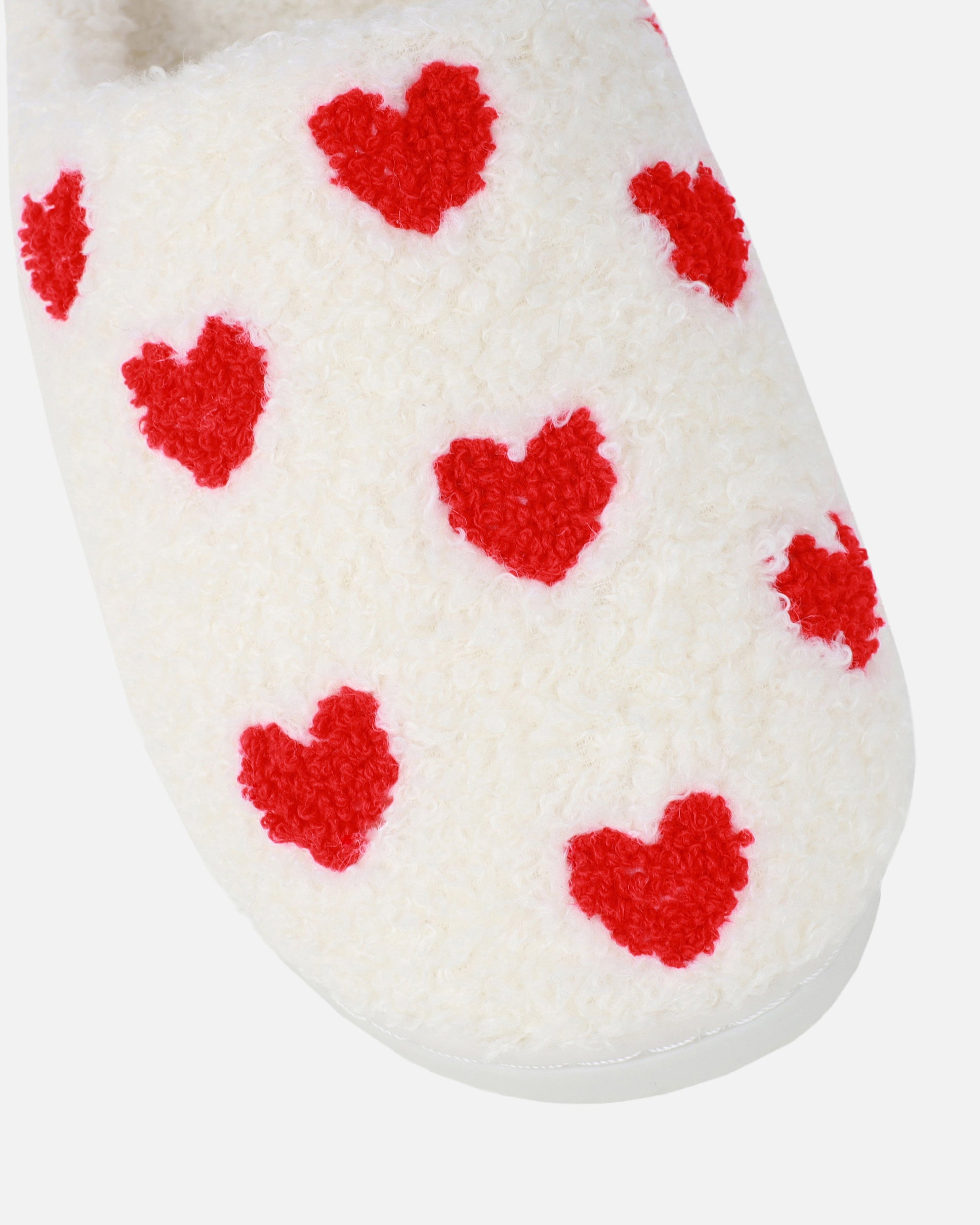 Loved Cream Heart Print Slippers | SIMMI London