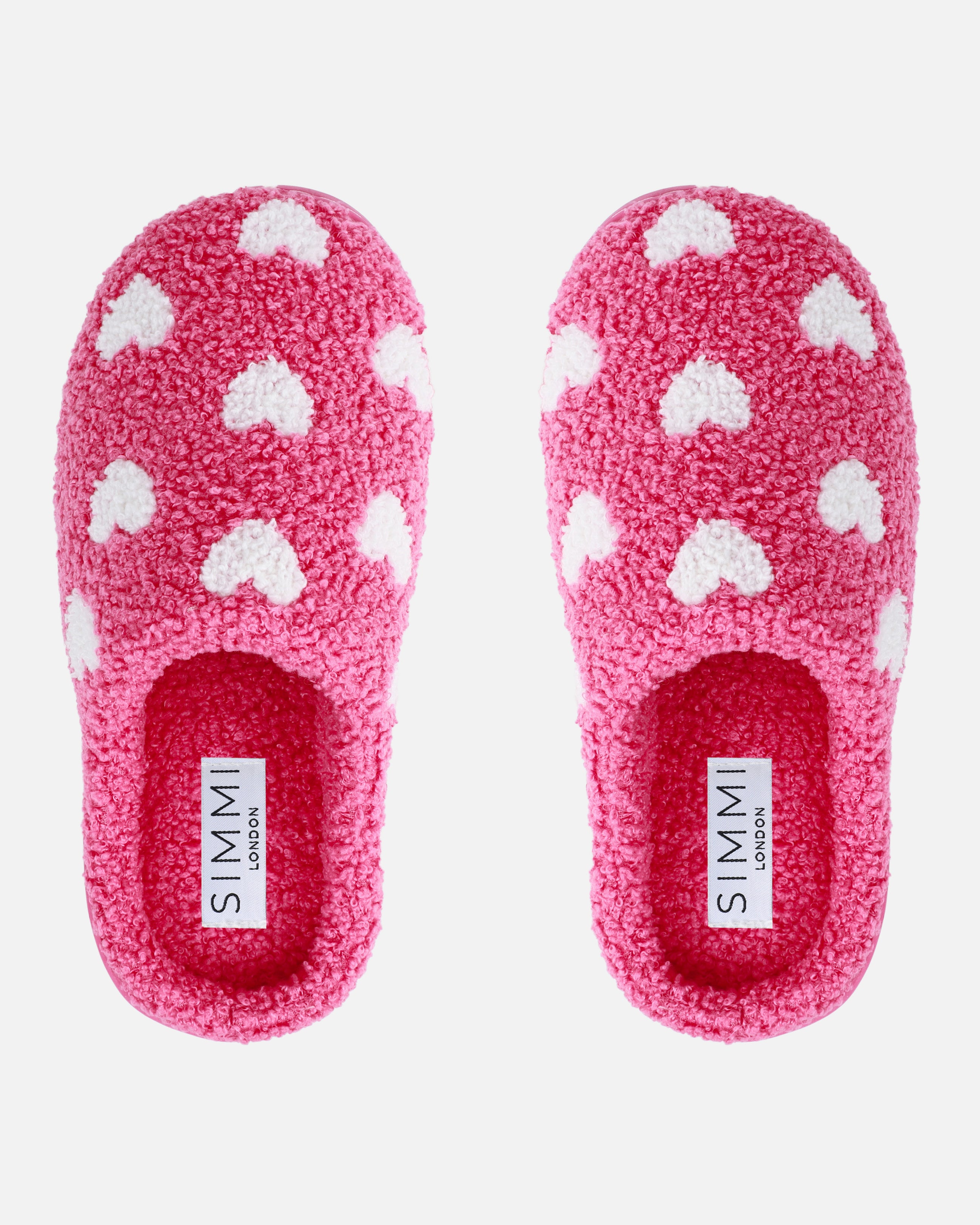 Loved Pink Heart Print Slippers | SIMMI London