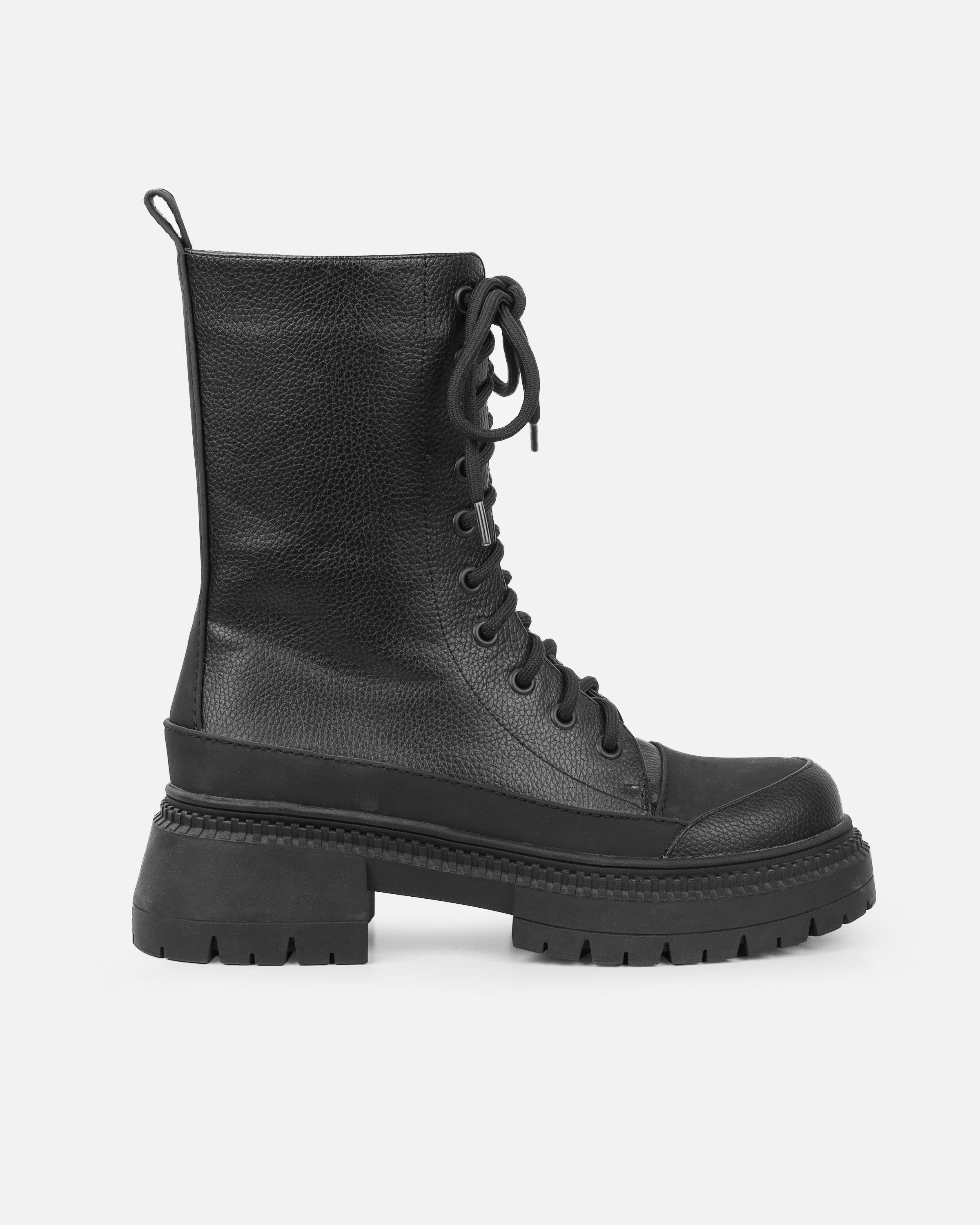 Luke Black Lace Up Chunky Boots | SIMMI London