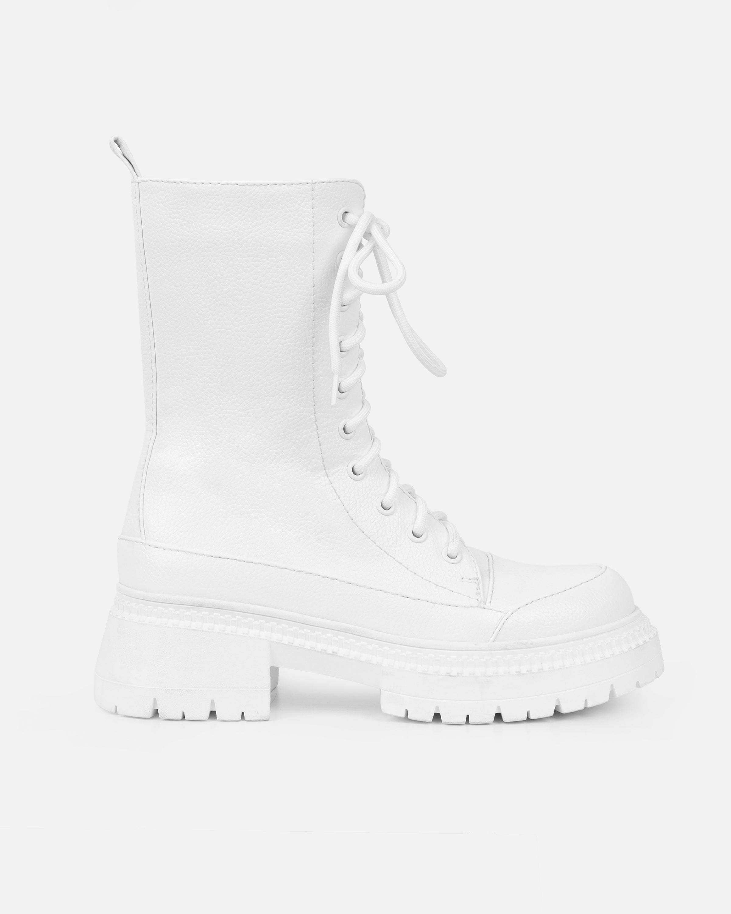 Luke White Lace Up Chunky Boots | SIMMI London