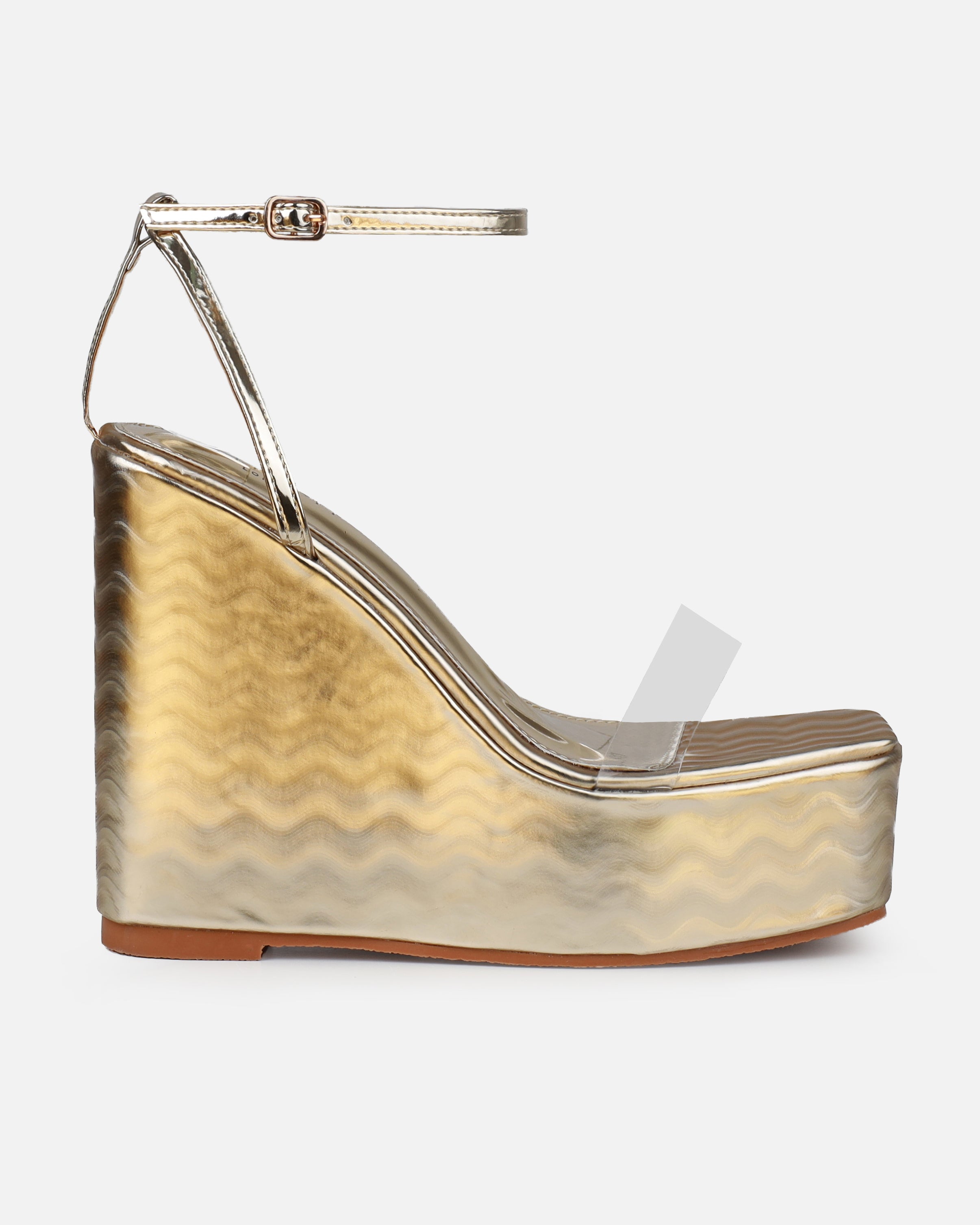 Lulee Gold Wavy Wedges | SIMMI London
