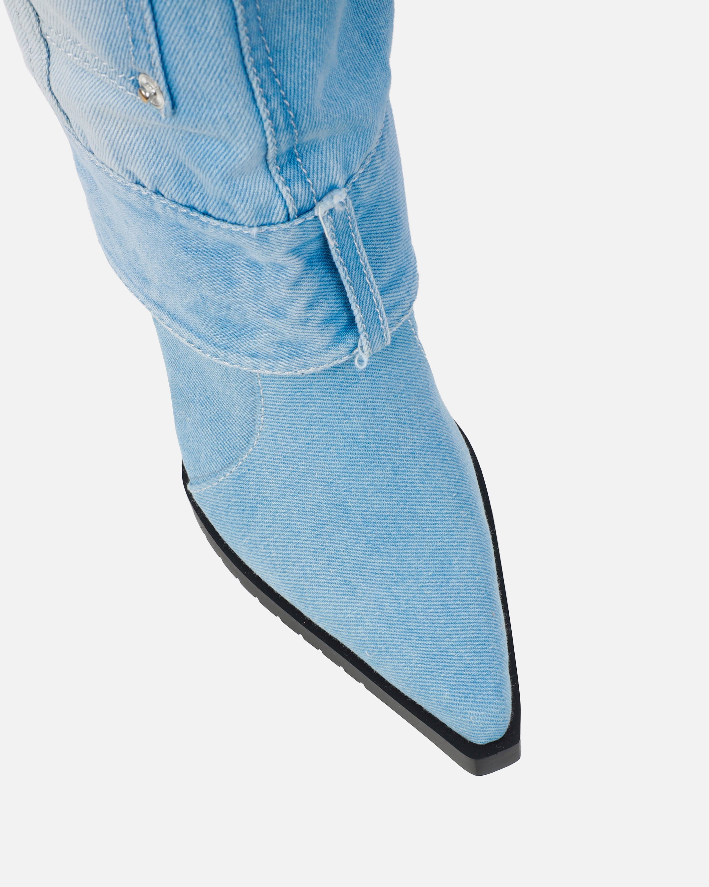 Lynxx Denim Blue Fold Over Western Boots | SIMMI London