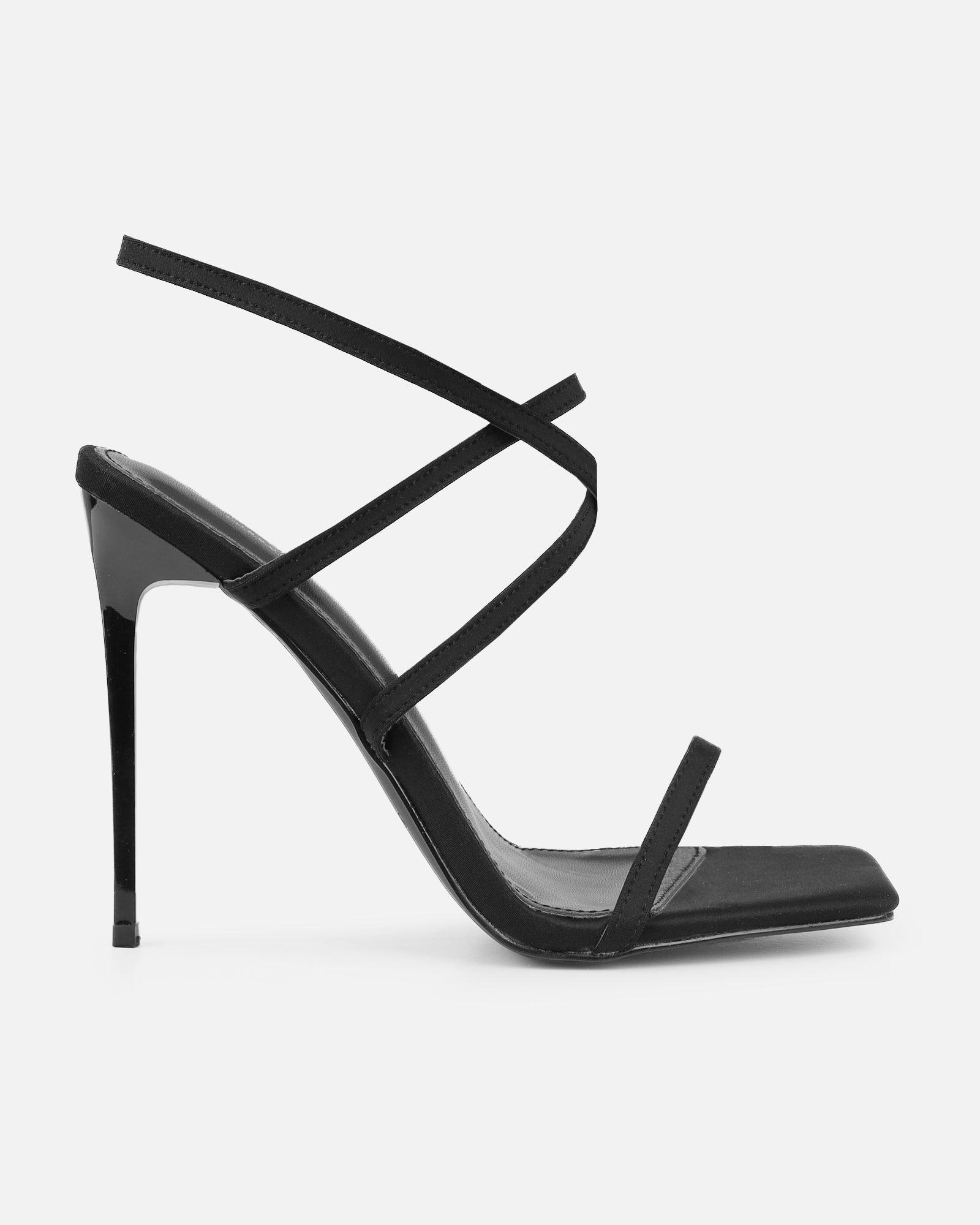 Macenna Black Lycra Heeled Sandals | SIMMI London