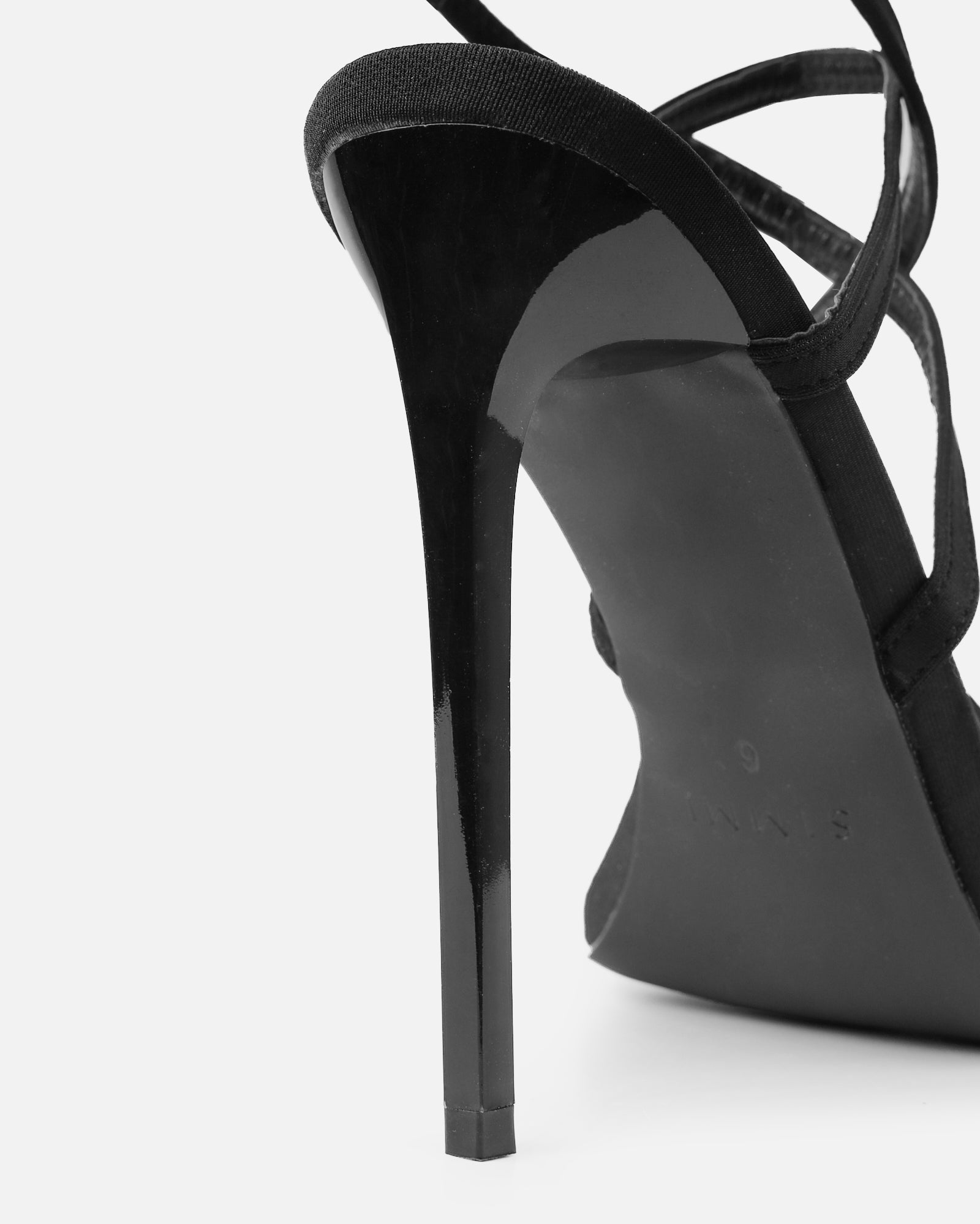 Macenna Black Lycra Heeled Sandals | SIMMI London