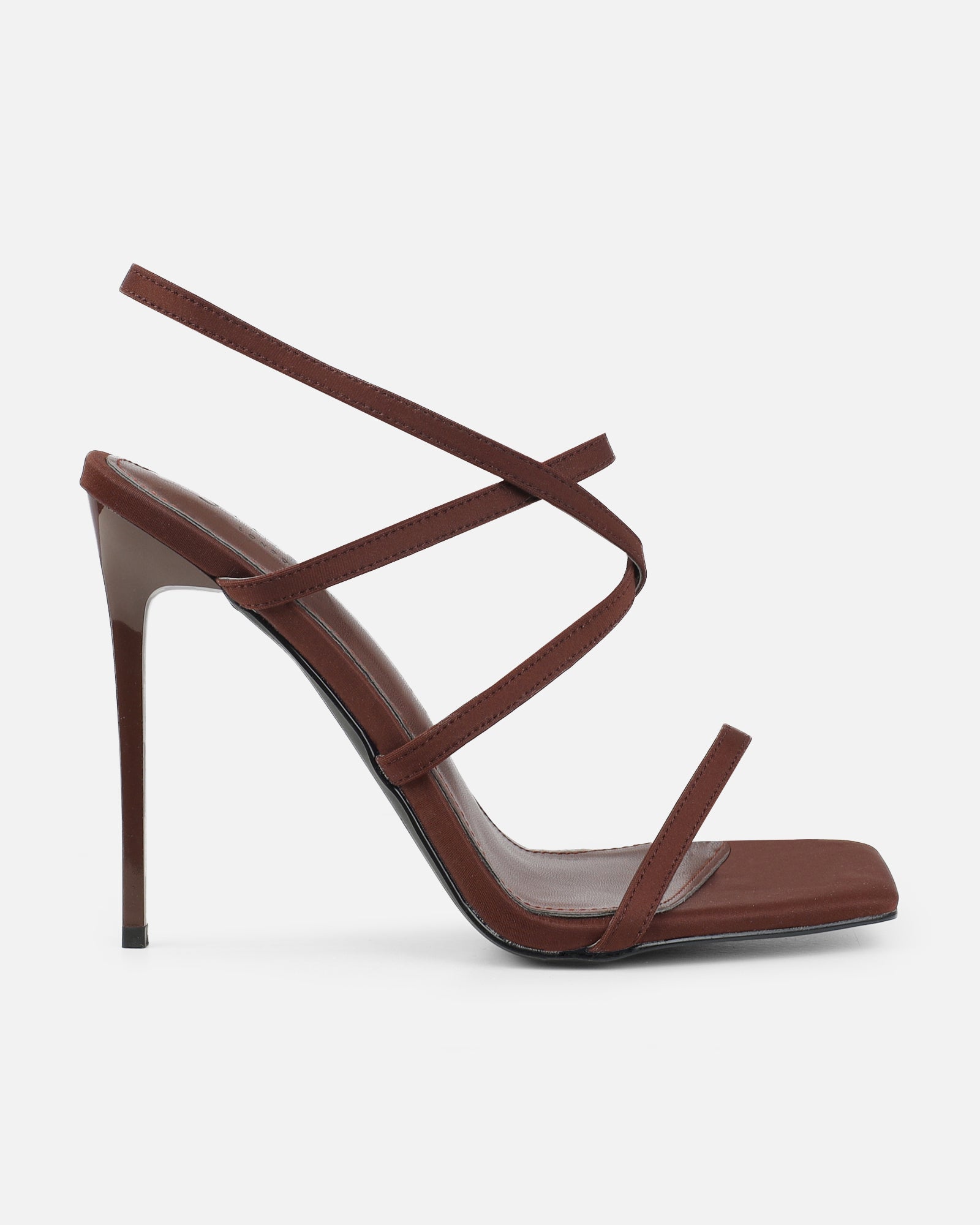 Macenna Brown Lycra Heeled Sandals | SIMMI London